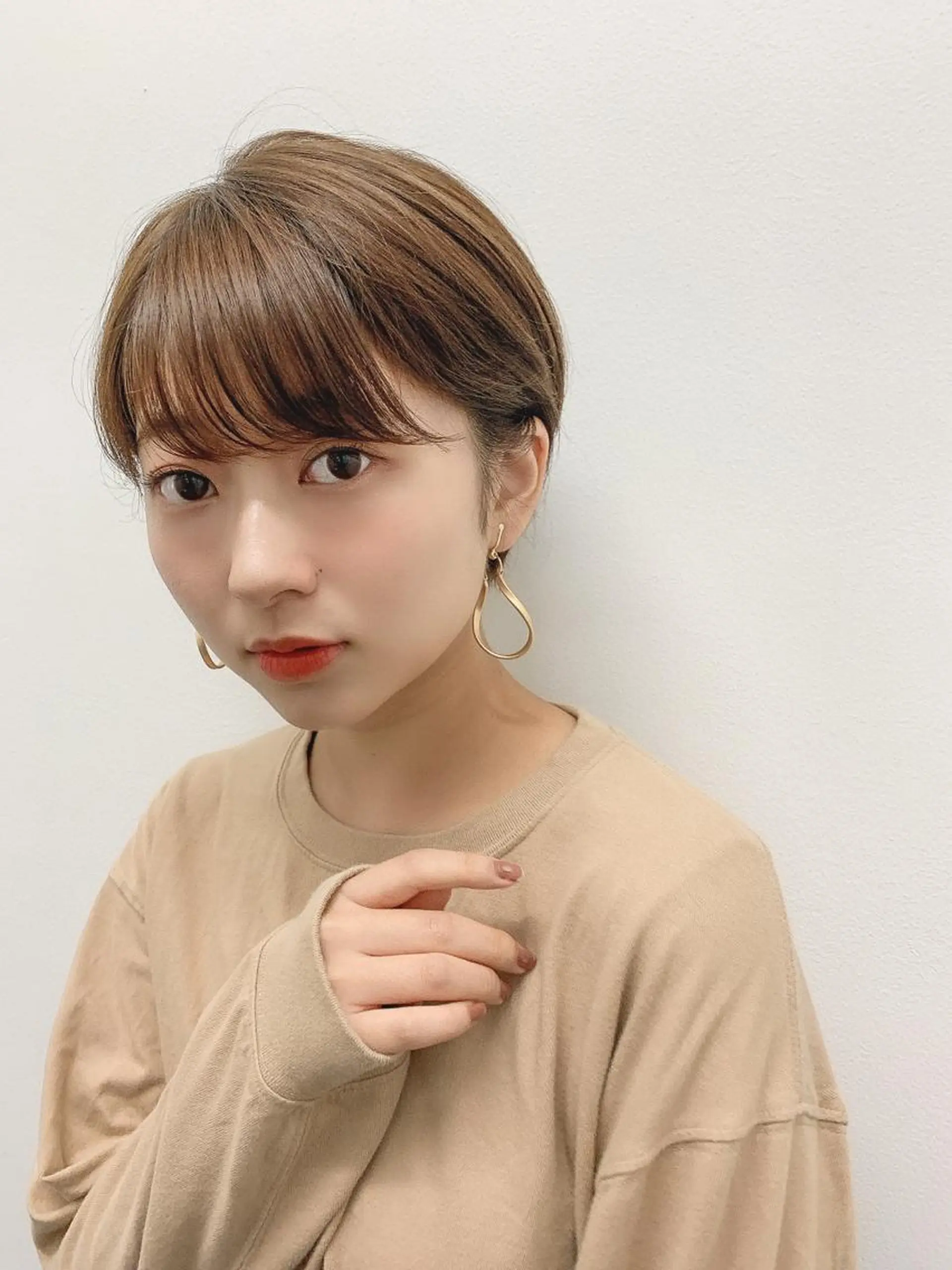 ショート 切りっぱなしボブ ハンサムショート ボブ ハイライト 韓国風ヘア aulii（アウリィ）所属・ショート/縮毛矯正 /北上尾/惇平のヘアスタイル