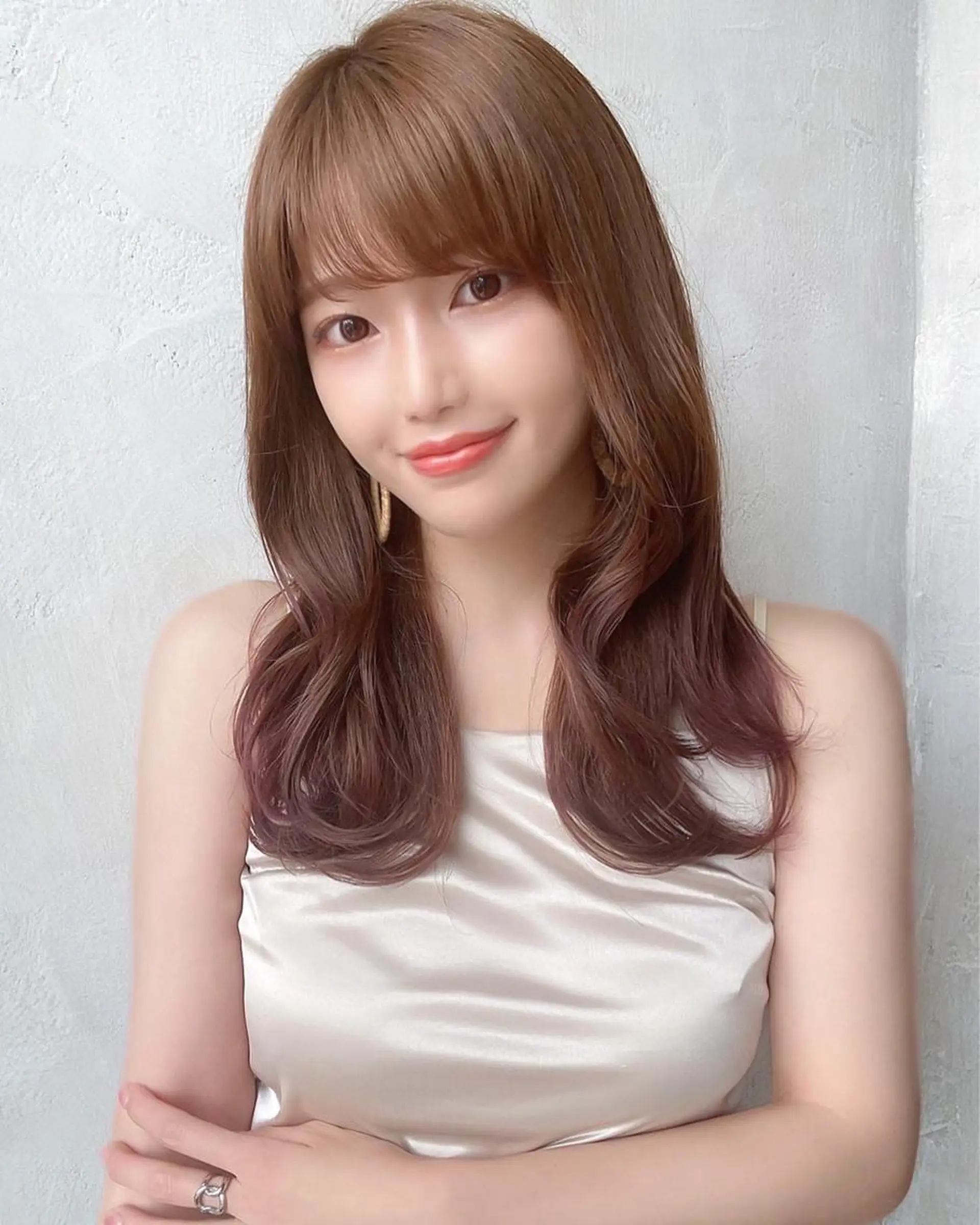 セミロング カラー ベージュカラー ブラウンカラー ブラウンベージュ くびれヘア 顔周りカット カット ヘアカラー トリートメント 顔周り/くびれヘア 韓国ヘア💕風間るなのヘアスタイル