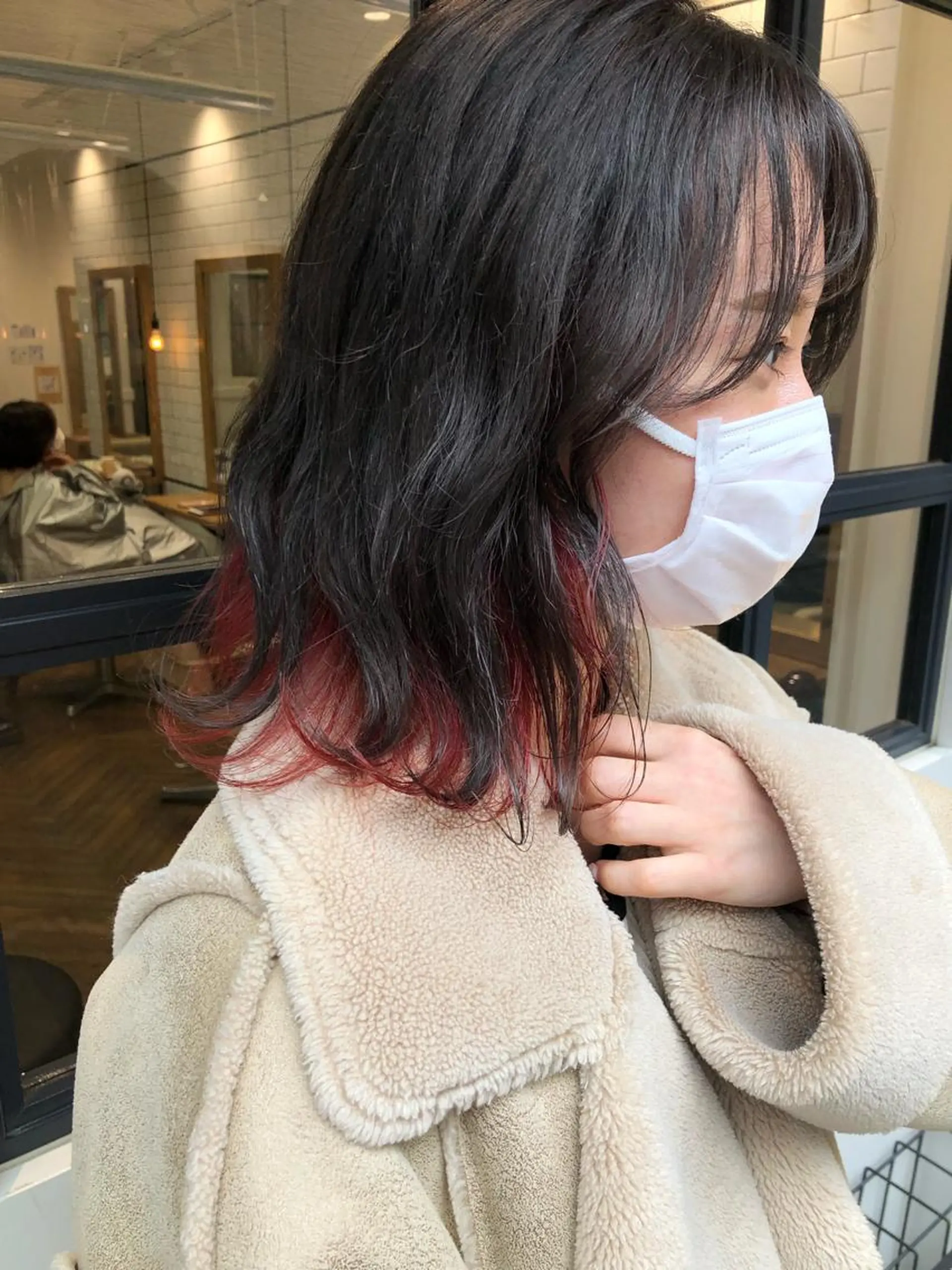 ミディアム カラー ダークグレー レッドカラー ヘアカラー お顔まわりカット/ 暖色カラー🍑Amiのその他イメージ