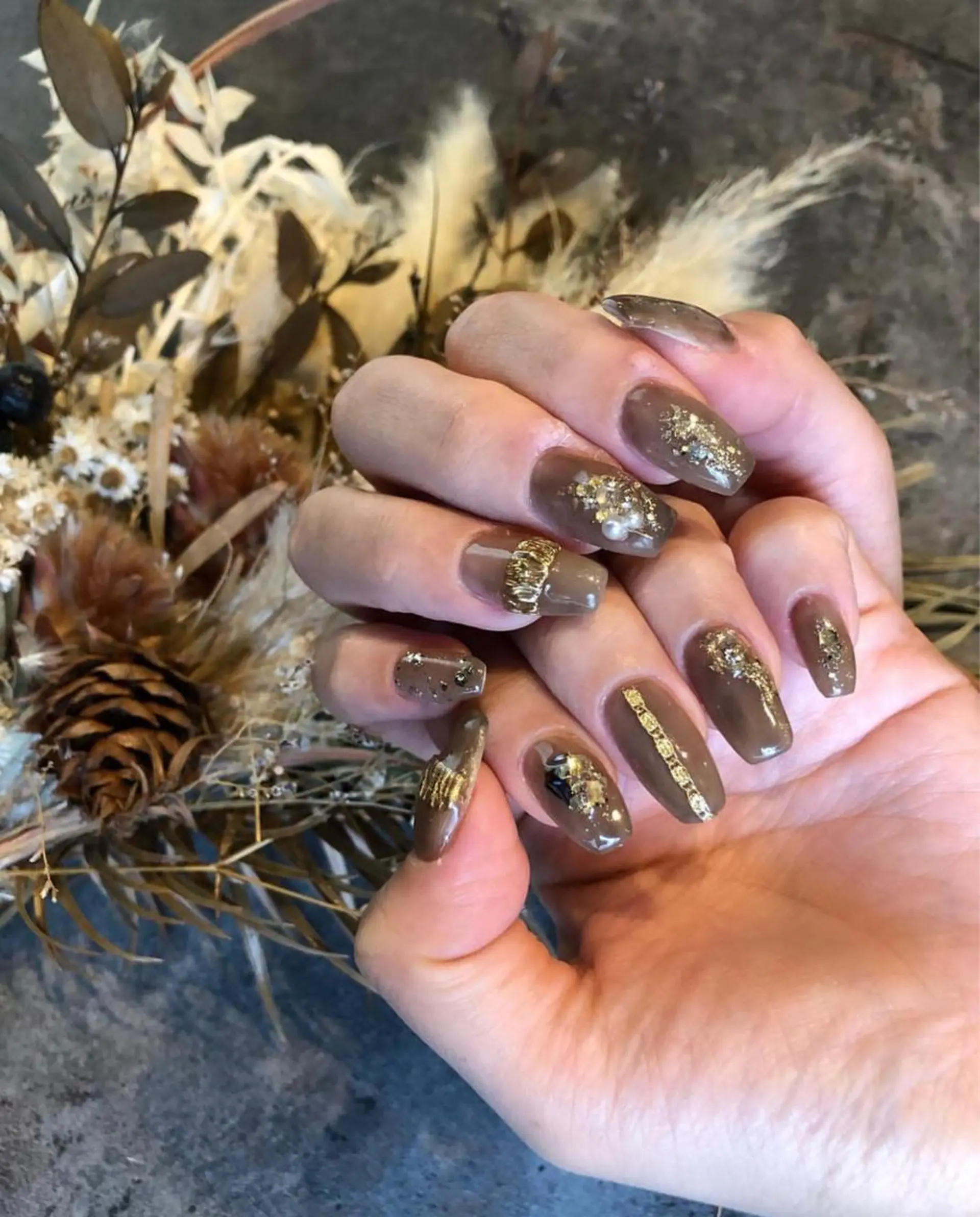 ネイル フラワーネイル ジェルネイル 大理石ネイル(マーブル) ニュアンスネイル シンプルネイル nail salon amanoのネイルデザイン