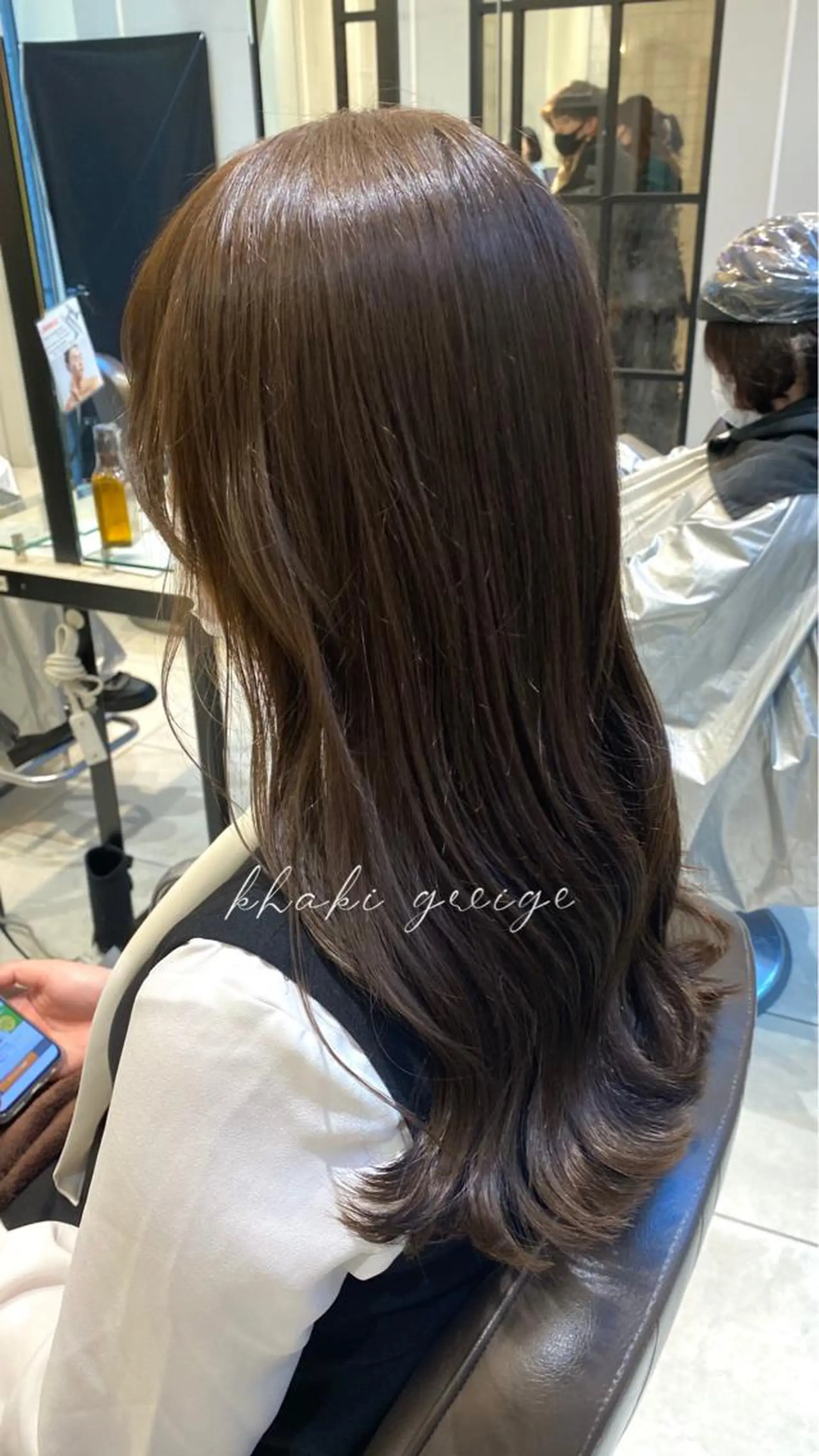 ロング カラー ブリーチ グレージュ カーキグレージュ ブリーチなしカラー カット ヘアカラー トリートメント 💜韓国ヘア🇰🇷 トヨキトキコのヘアスタイル