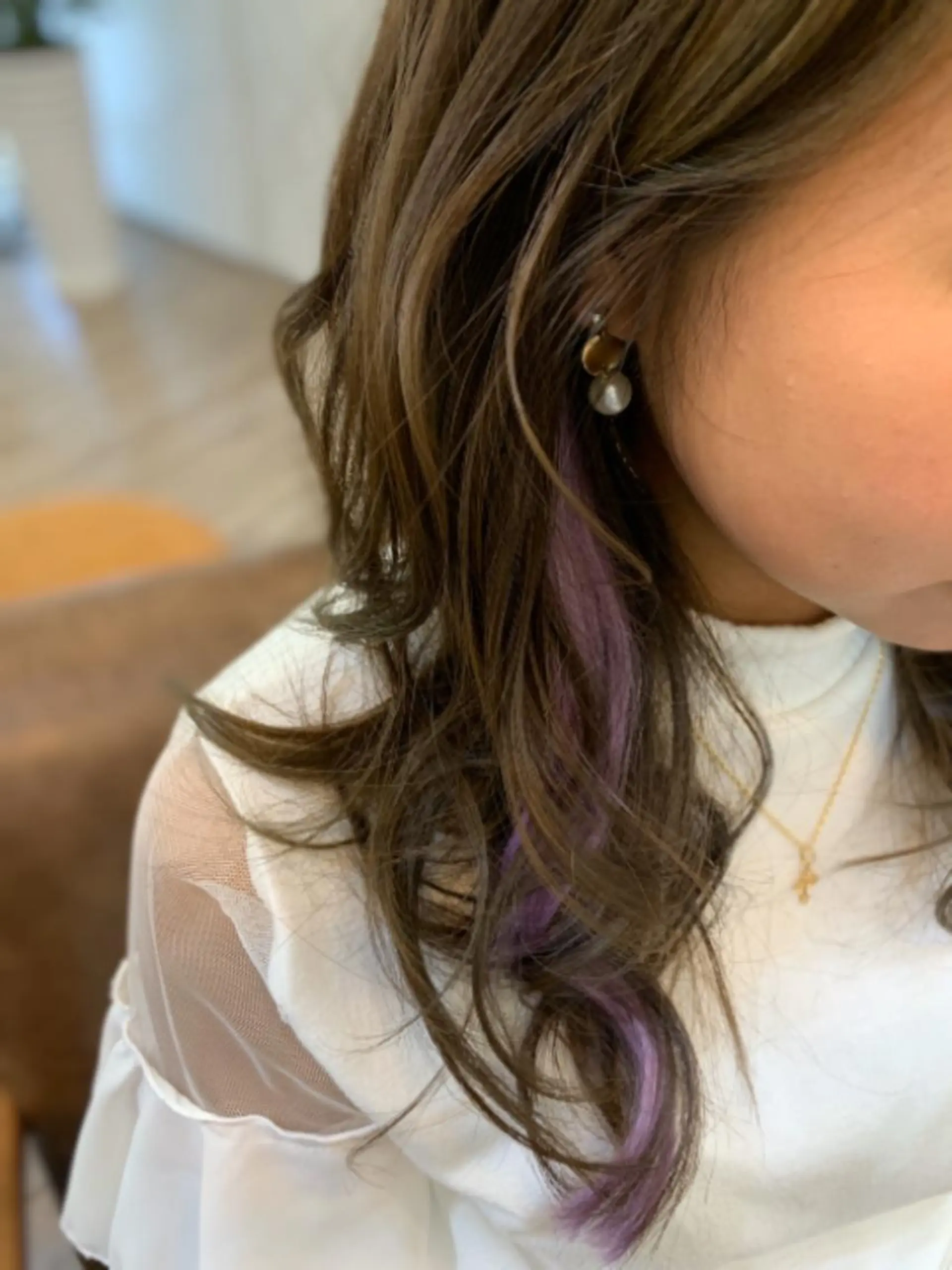 セミロング カラー インナーカラー エクステ 鶴見 和美のヘアスタイル