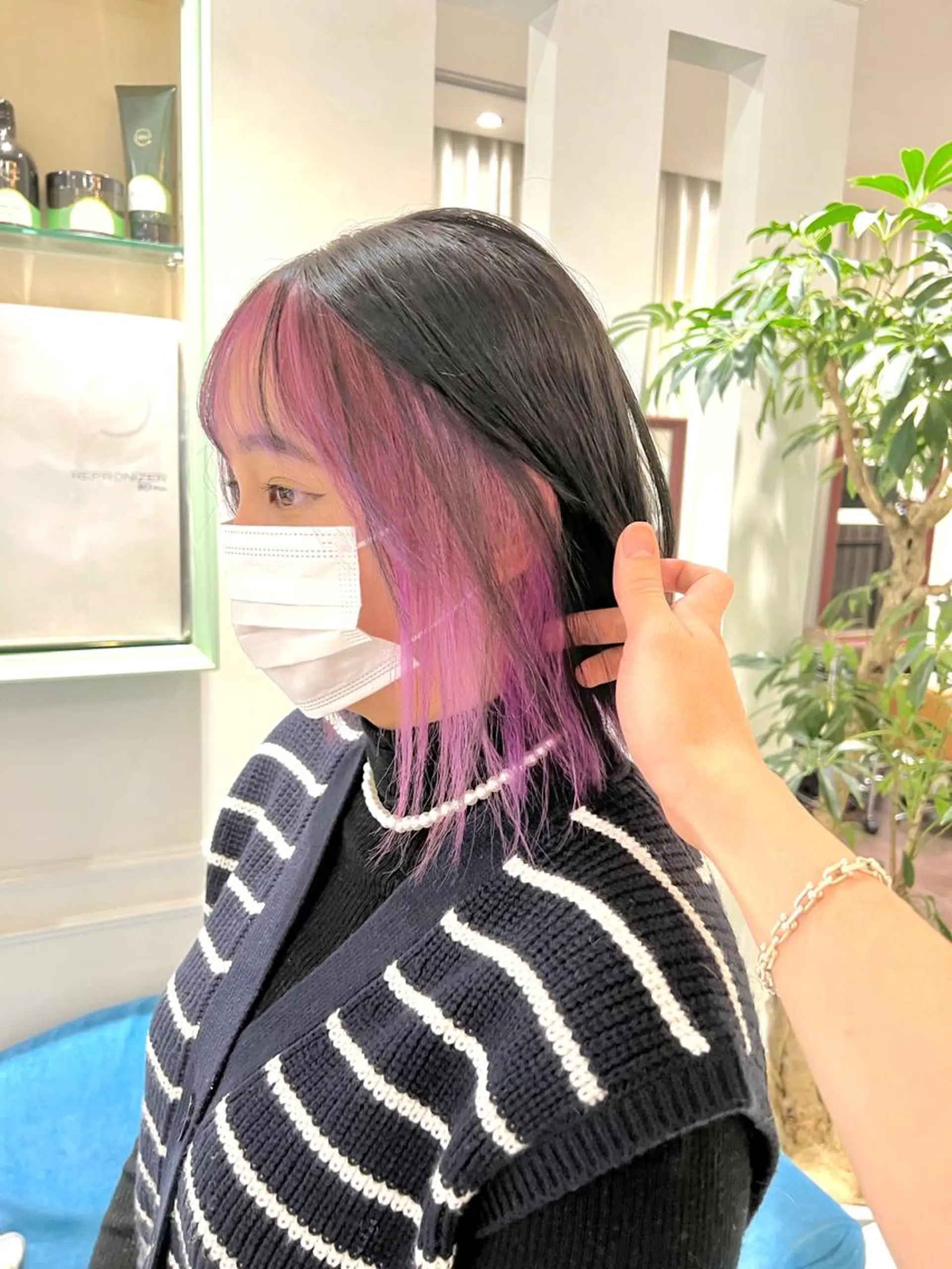 ミディアム カラー ヘアアレンジ ヘアカラー トリートメント ヘッドスパ ヘアセット 🌈インナーカラー ‘ショウマ’🌈のヘアスタイル