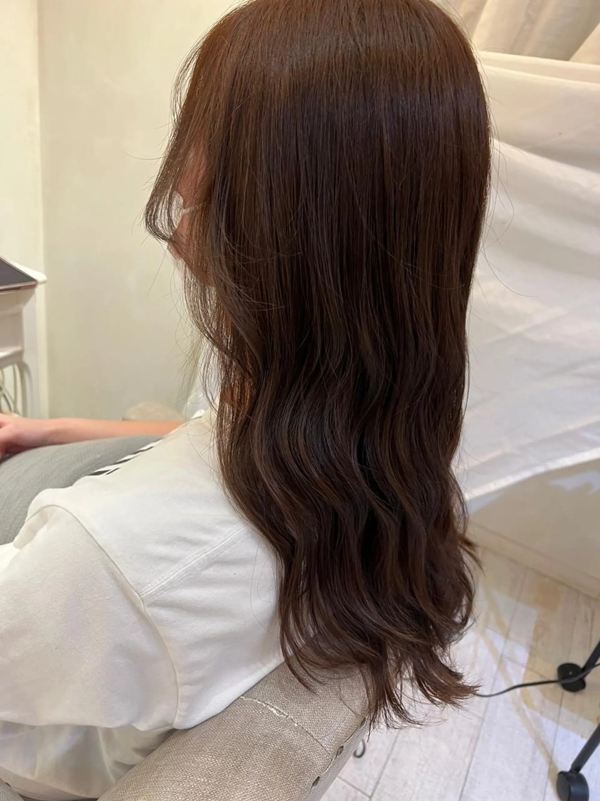 ロング アッシュ ミストバング ボブ ハイライト ヨシンモリ N° uairo 川崎西口店のヘアスタイル