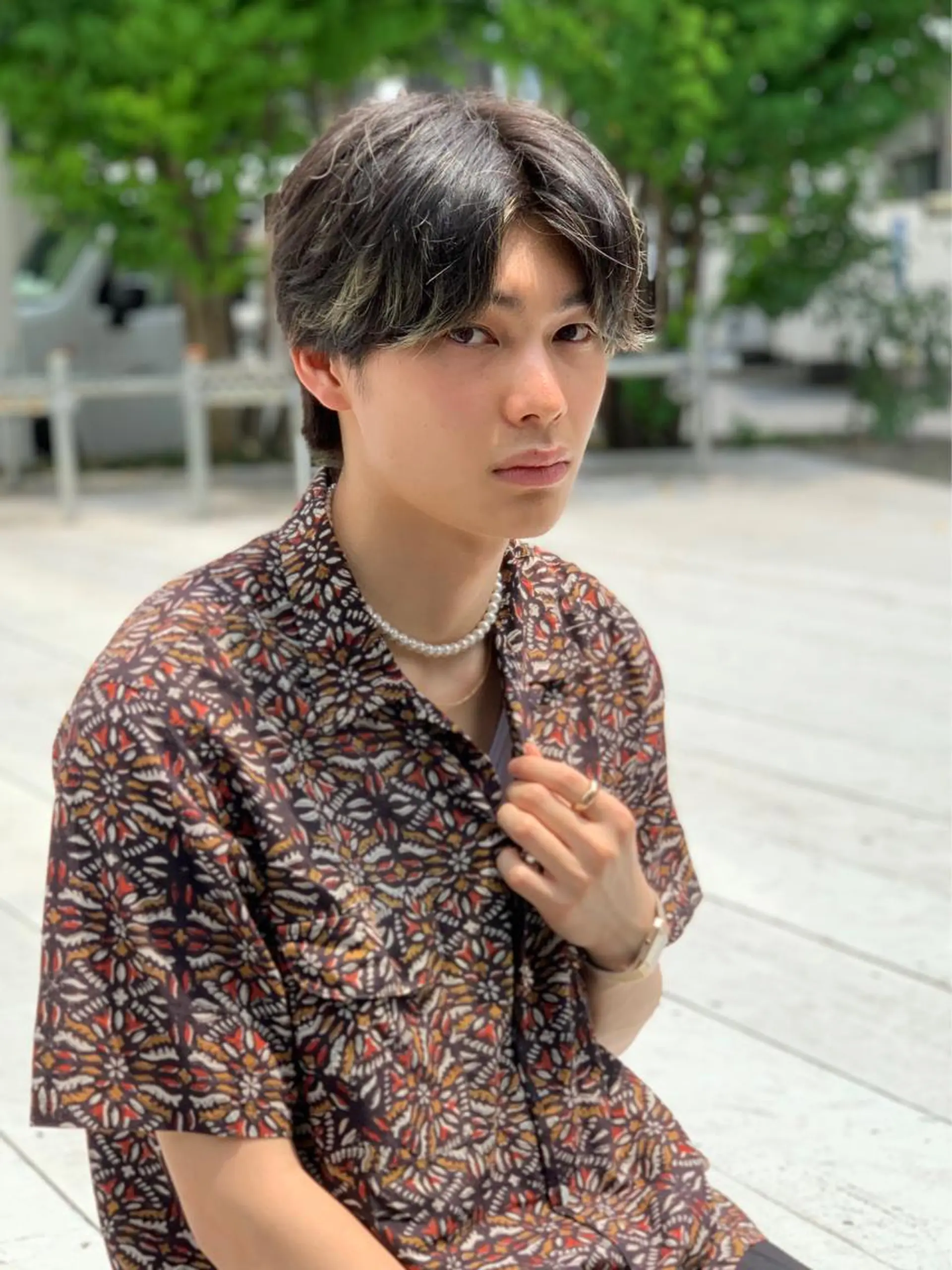 メンズ センターパート マッシュ カット 深沢 秀のヘアスタイル