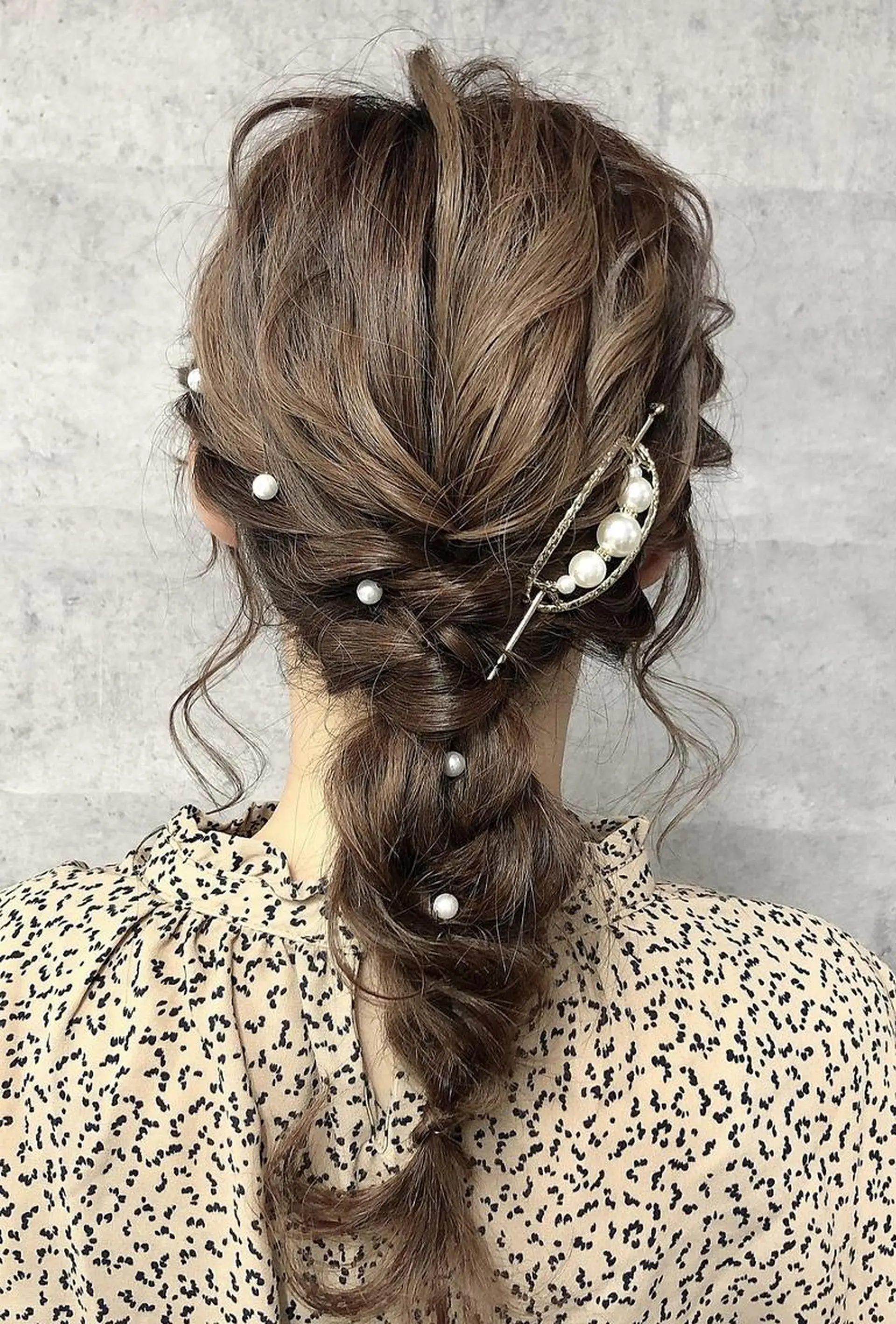ロング 大阪レミーエクステ チビ編み込みのヘアスタイル
