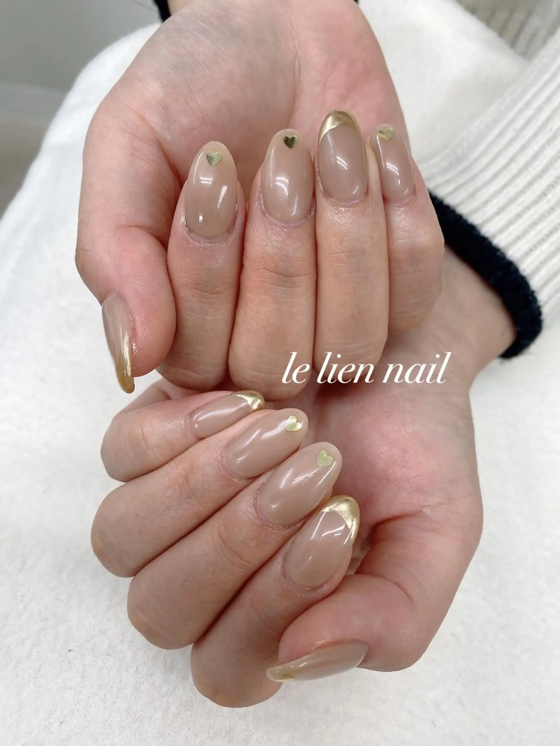 ネイル アートネイル フレンチネイル ハート ホログラムネイル ミラーネイル ハンドネイル le lien nailのネイルデザイン