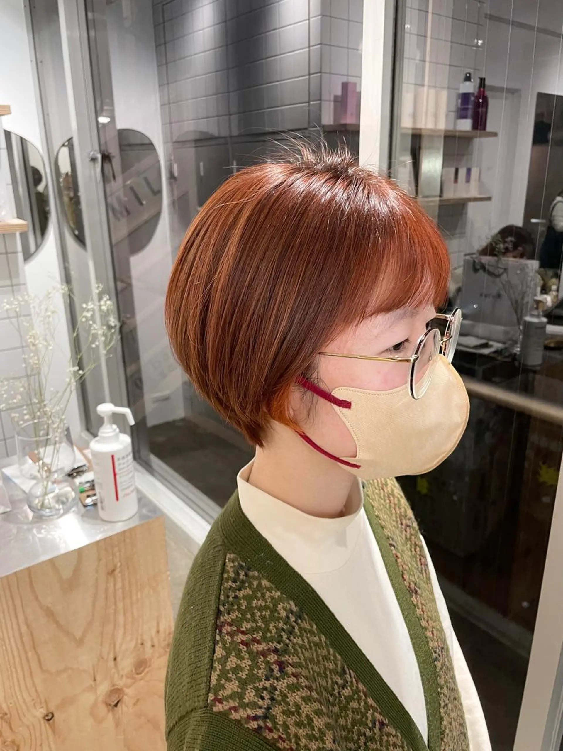 ショート カラー ベージュカラー オレンジ オレンジベージュ ショートヘア ヘアカラー 湯田実津希🤎 ﾐﾙｸﾃｨ専門のヘアスタイル