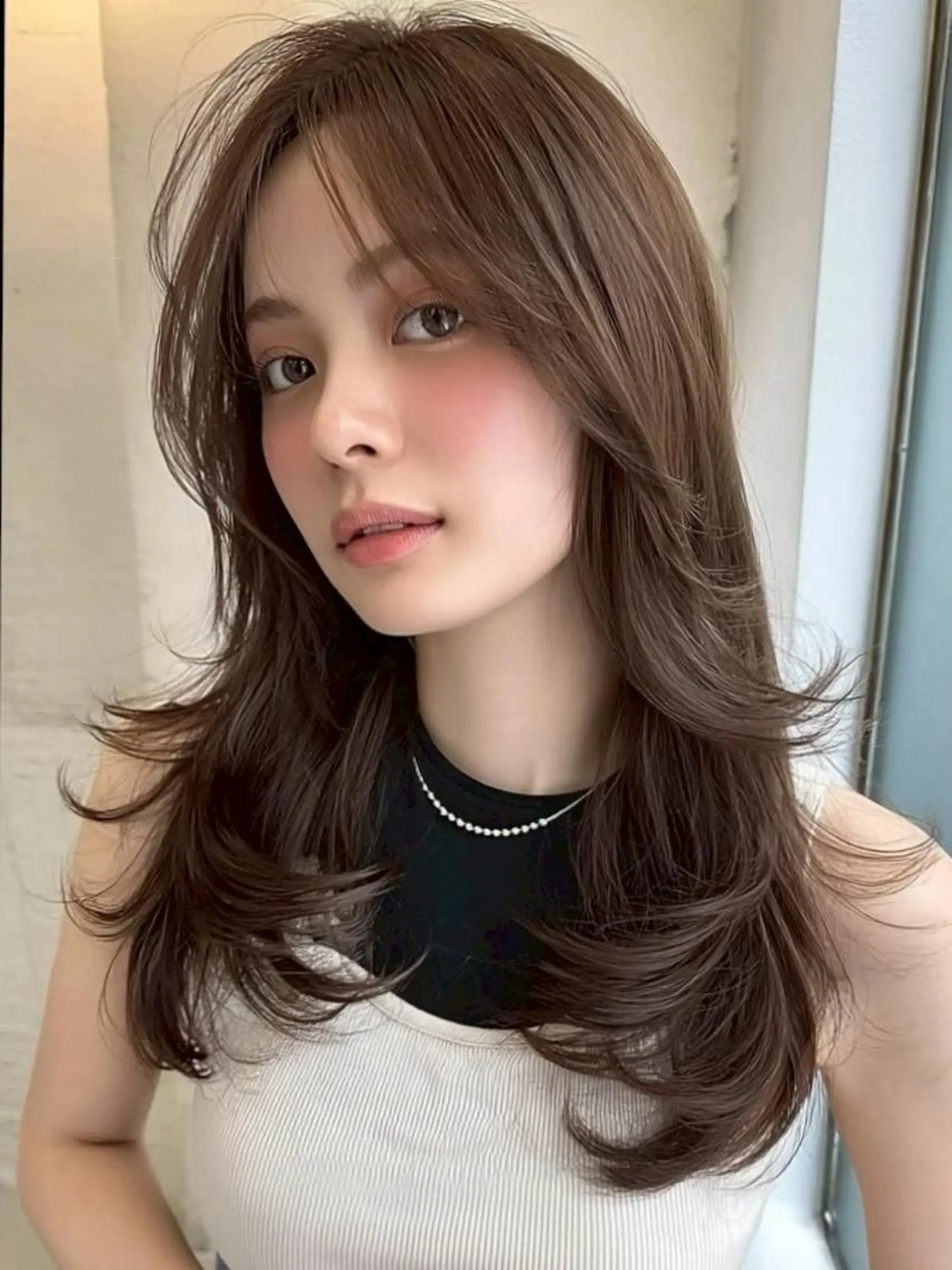 セミロング 韓国風ヘア レイヤーカット カット ヘアカラー トリートメント KANA/天王寺 🎀🫧のマツエク・マツパデザイン