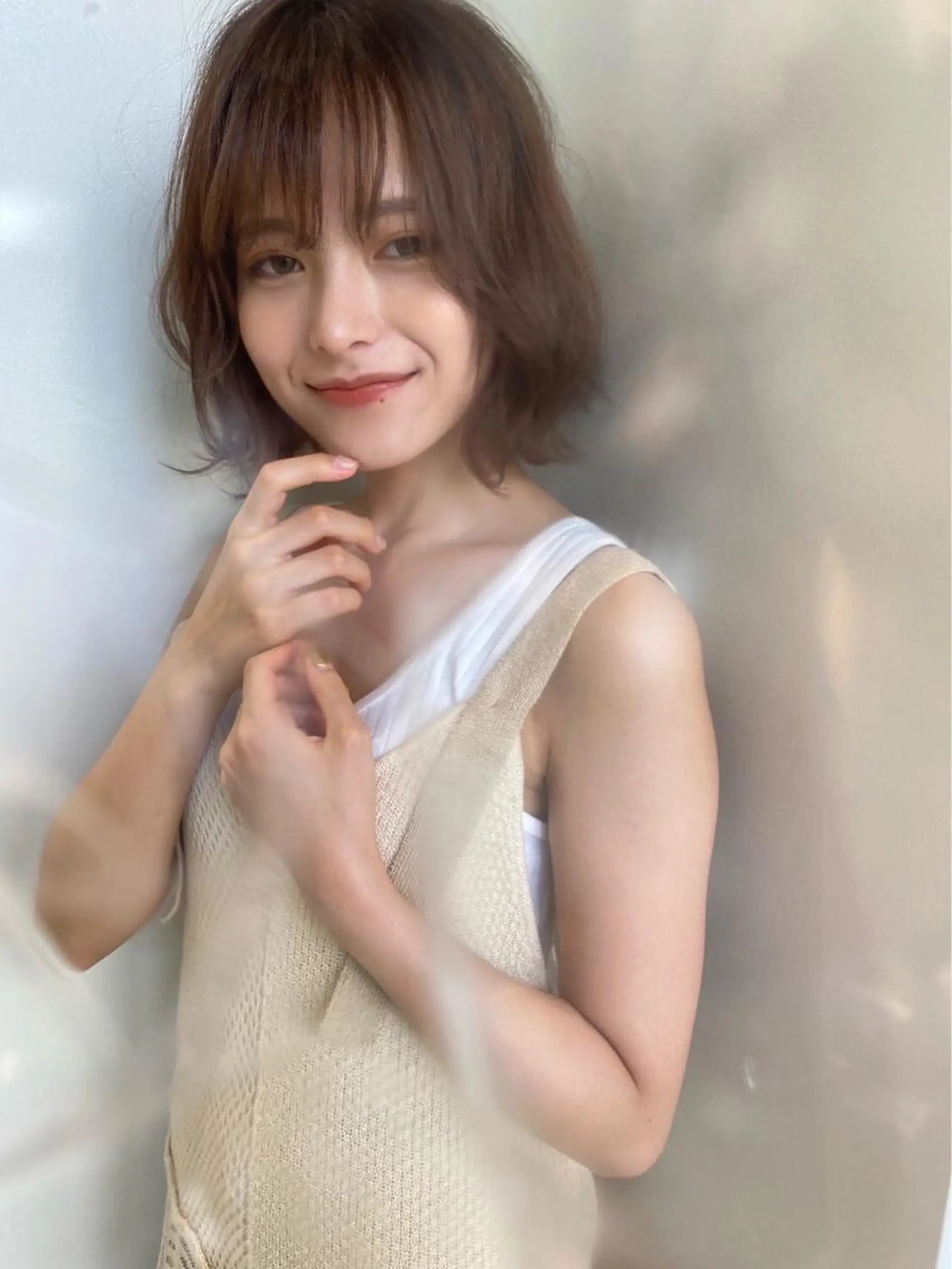 ミディアム 山下恋佳/矢場町/ ブリーチ/ショートのヘアスタイル