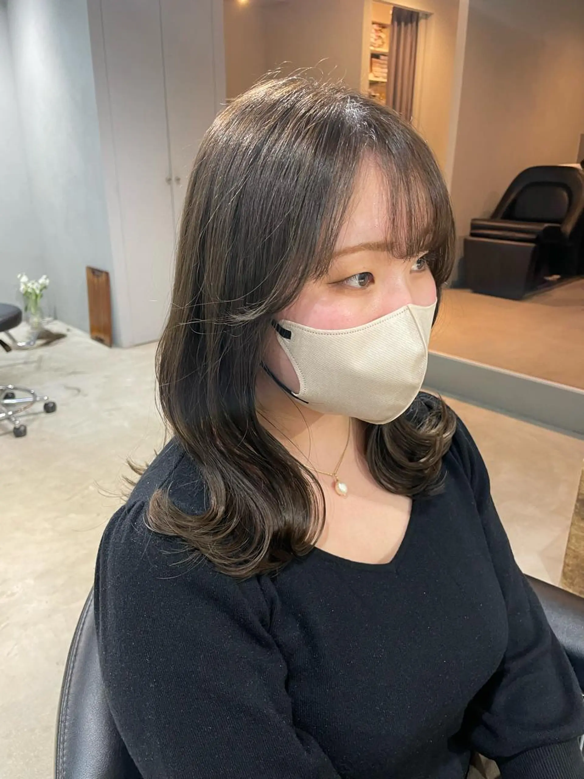 セミロング カラー ハイライトカラー ハイライト 【arc】Ruri コテ巻き風パーマのヘアスタイル