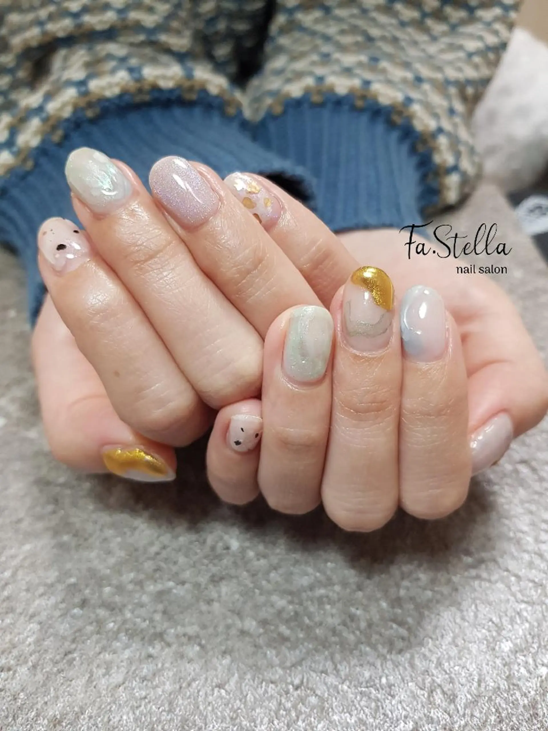 ミディアム ネイル アートネイル 持ち込み ハンドネイル Fa.Stella ファステラ のネイルデザイン