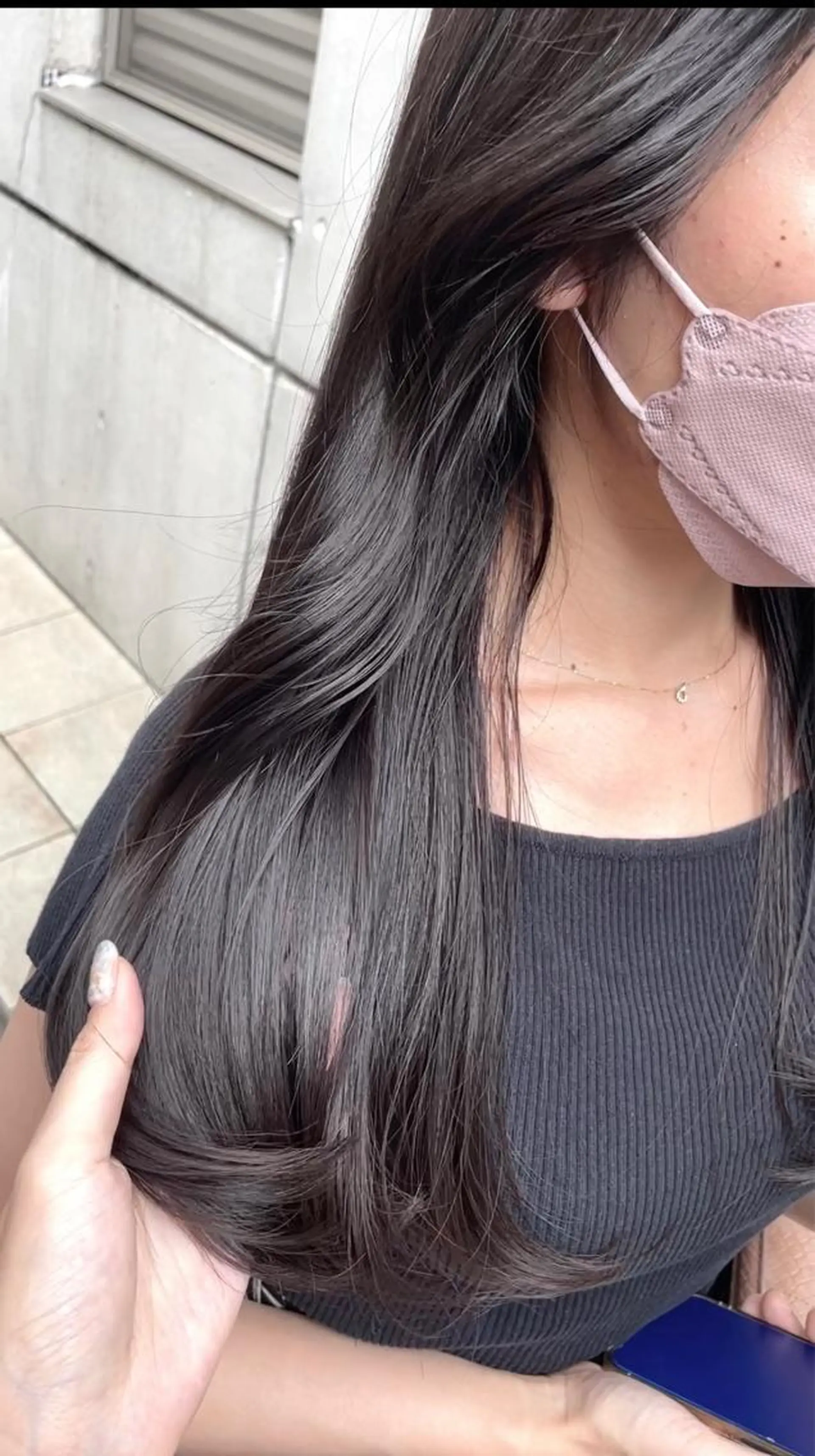 ロング カラー バイオレットカラー 韓国風ヘア ワンホンヘア カット ヘアカラー トリートメント BEBE所属・ブリーチなし 透明感カラーKANAのヘアスタイル
