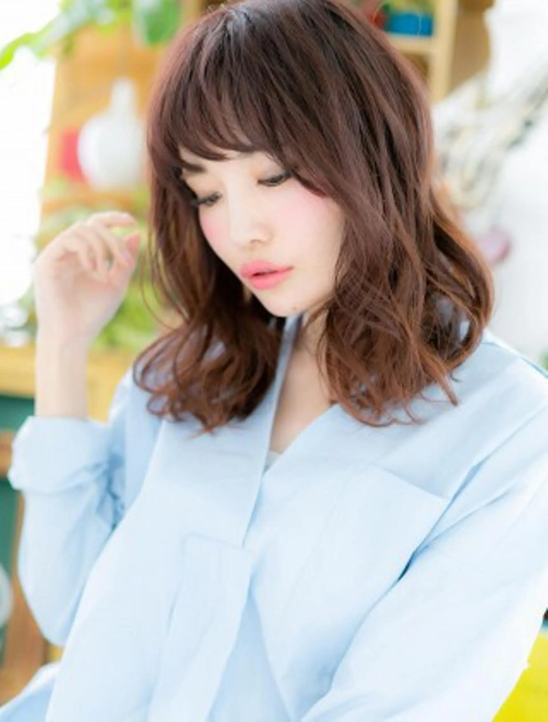 セミロング カラー パーマ セミロングパーマ デジタルパーマ 小顔カット得意🌟 岩渕麻由のヘアスタイル