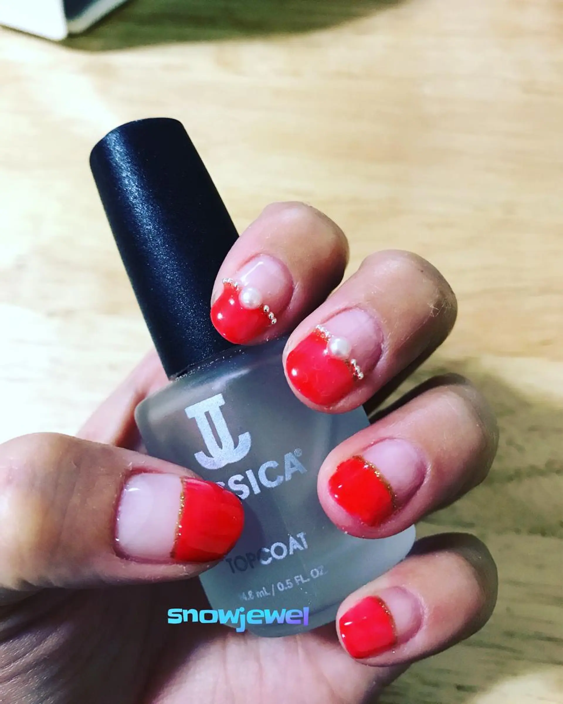 ネイル フレンチネイル オレンジ nail snowjewelのネイルデザイン