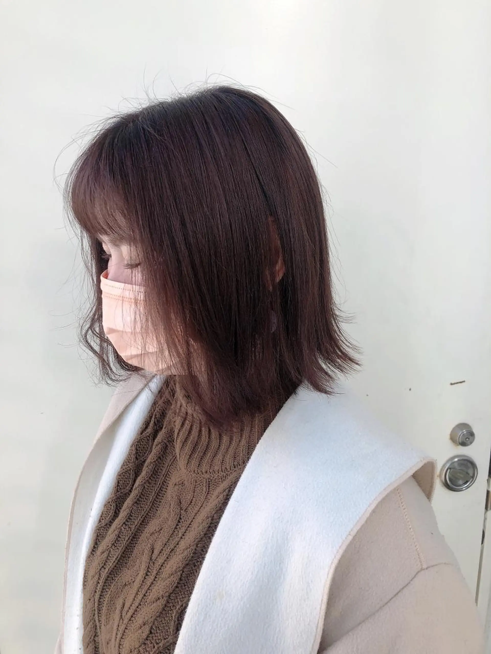 ミディアム カラー ブラウンカラー ピンクカラー カット ヘアカラー トリートメント 韓国🇰🇷レイヤー おくれ毛/顔まわりのヘアスタイル