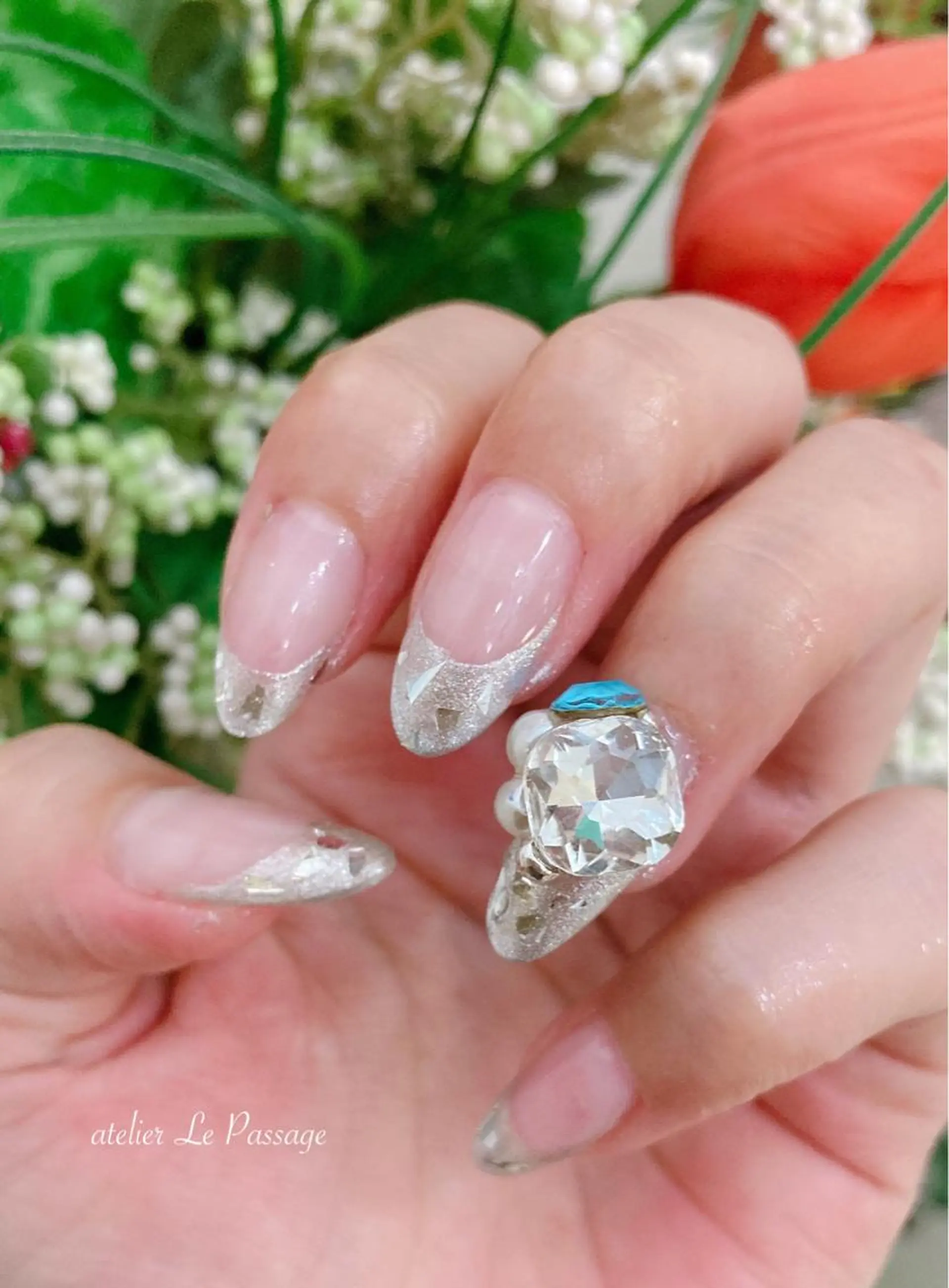 ネイル フレンチネイル ジェルネイル キラキラネイル ラメ(グリッター) ミラーネイル Atelier Le Passage所属・h nakatsukaのネイルデザイン