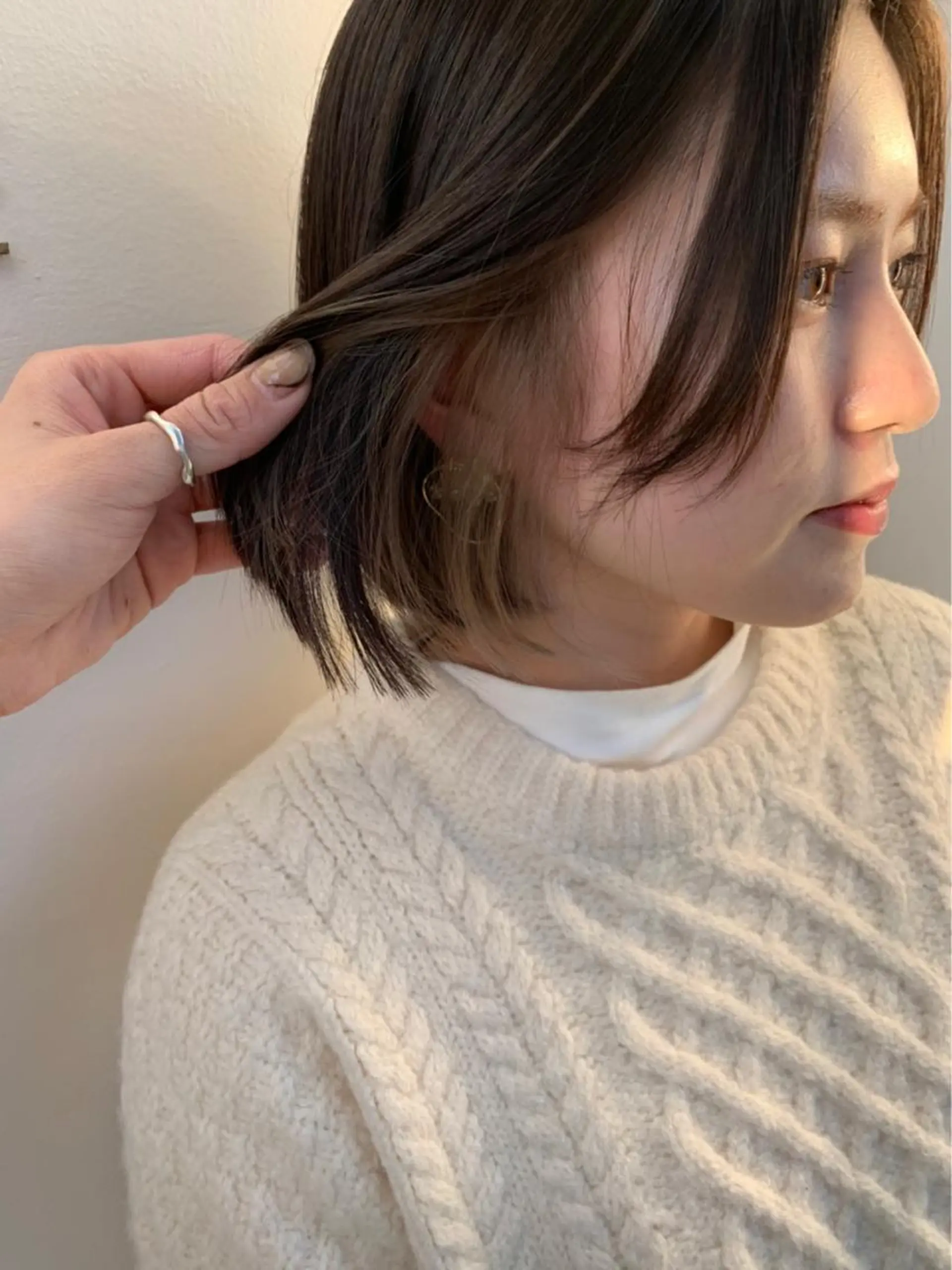 ミディアム カラー ベージュカラー ブリーチ グレージュ インナーカラー オリーブグレージュ ヘアカラー 中目黒🌼 🌼ハナのヘアスタイル