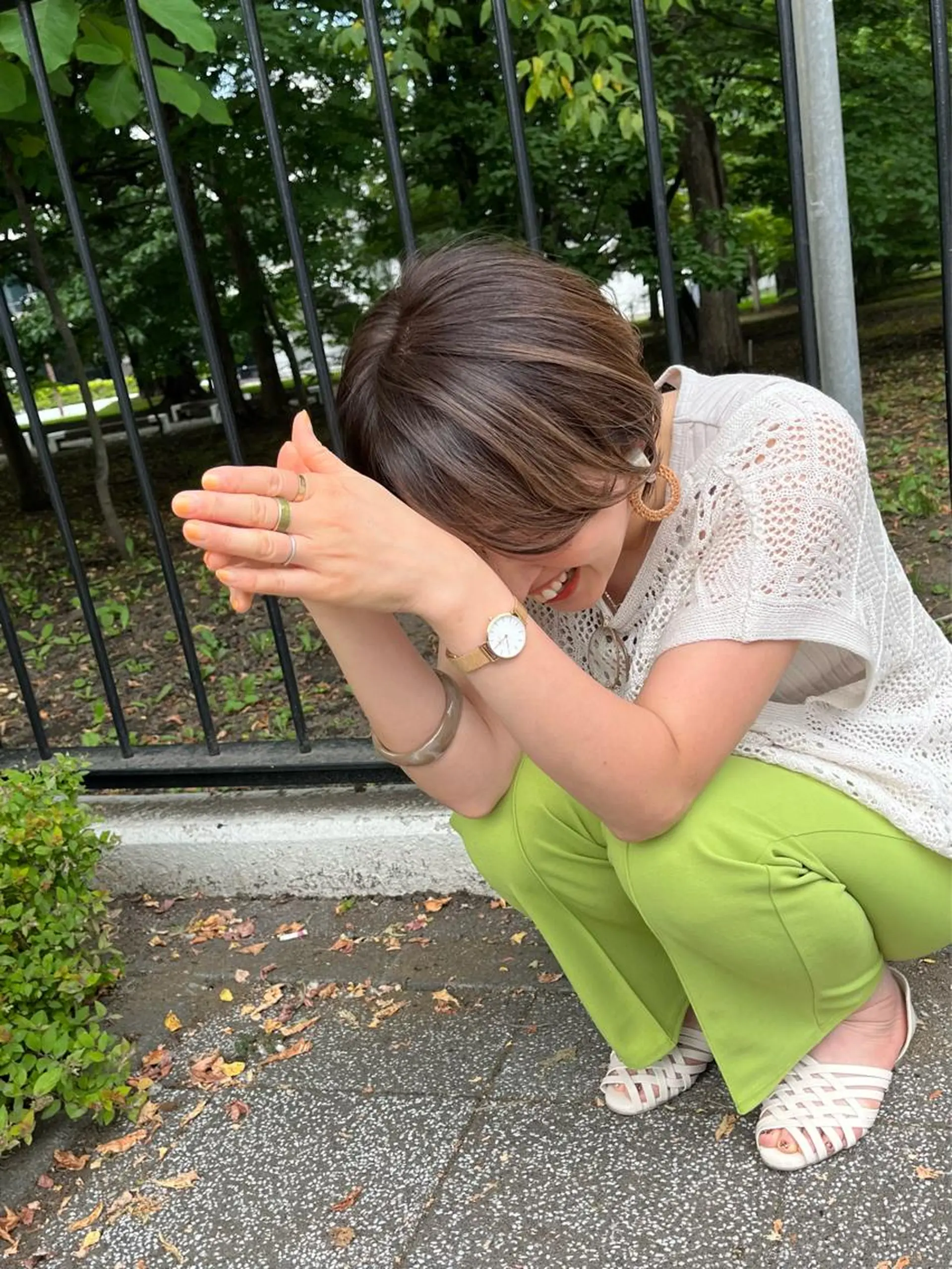 ショート カラー ハイライトカラー ハイライト カット ヘアカラー ママ美容師 *ヒマワリのヘアスタイル