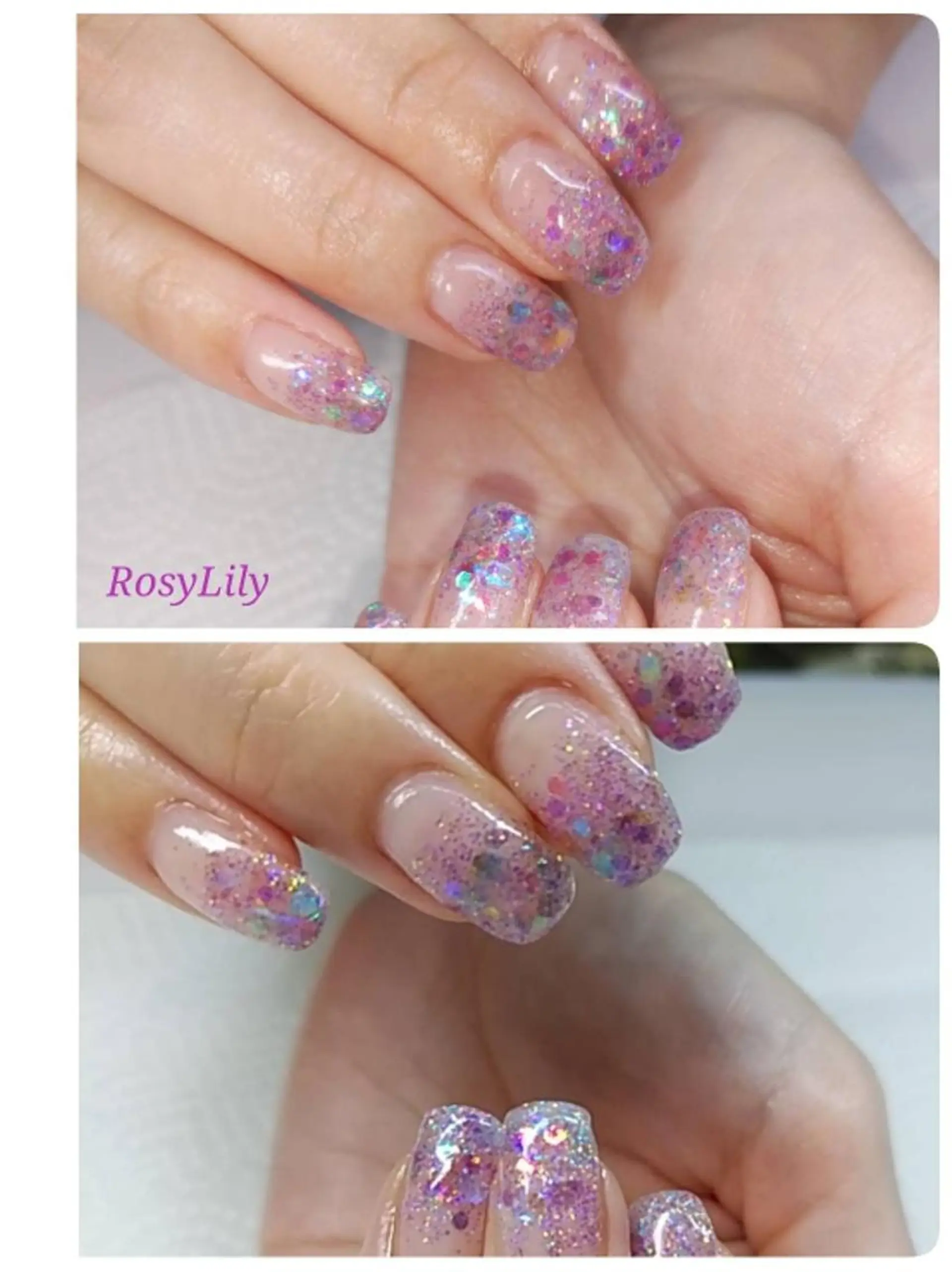 ネイル フラッシュネイル ホログラムネイル ハンドネイル ハンドケア プライベートサロン RosyLily所属・プライベートサロン Rosy Lilyのネイルデザイン