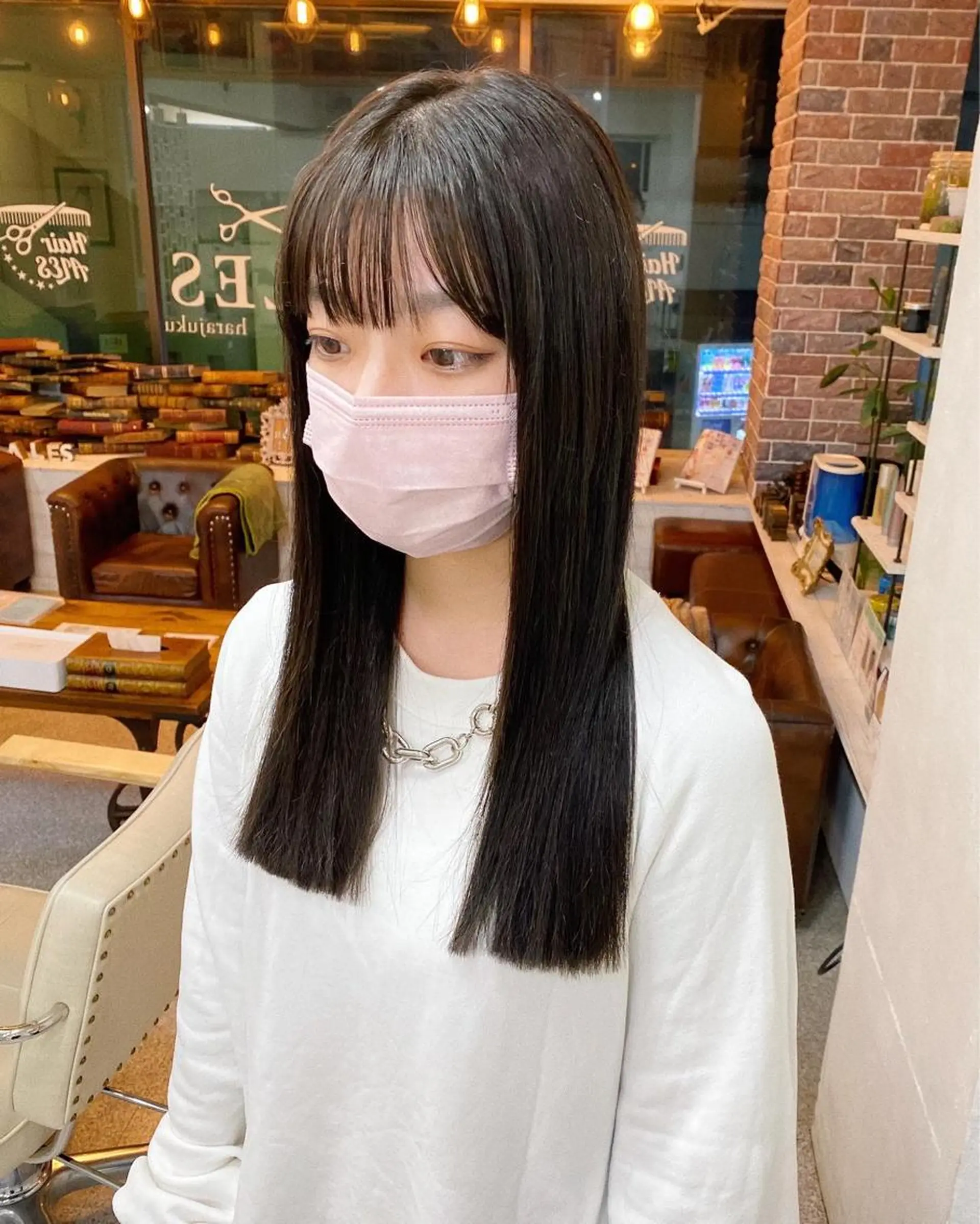 ロング カラー カット エクステ レイヤーウルフ エクステ磯部のヘアスタイル