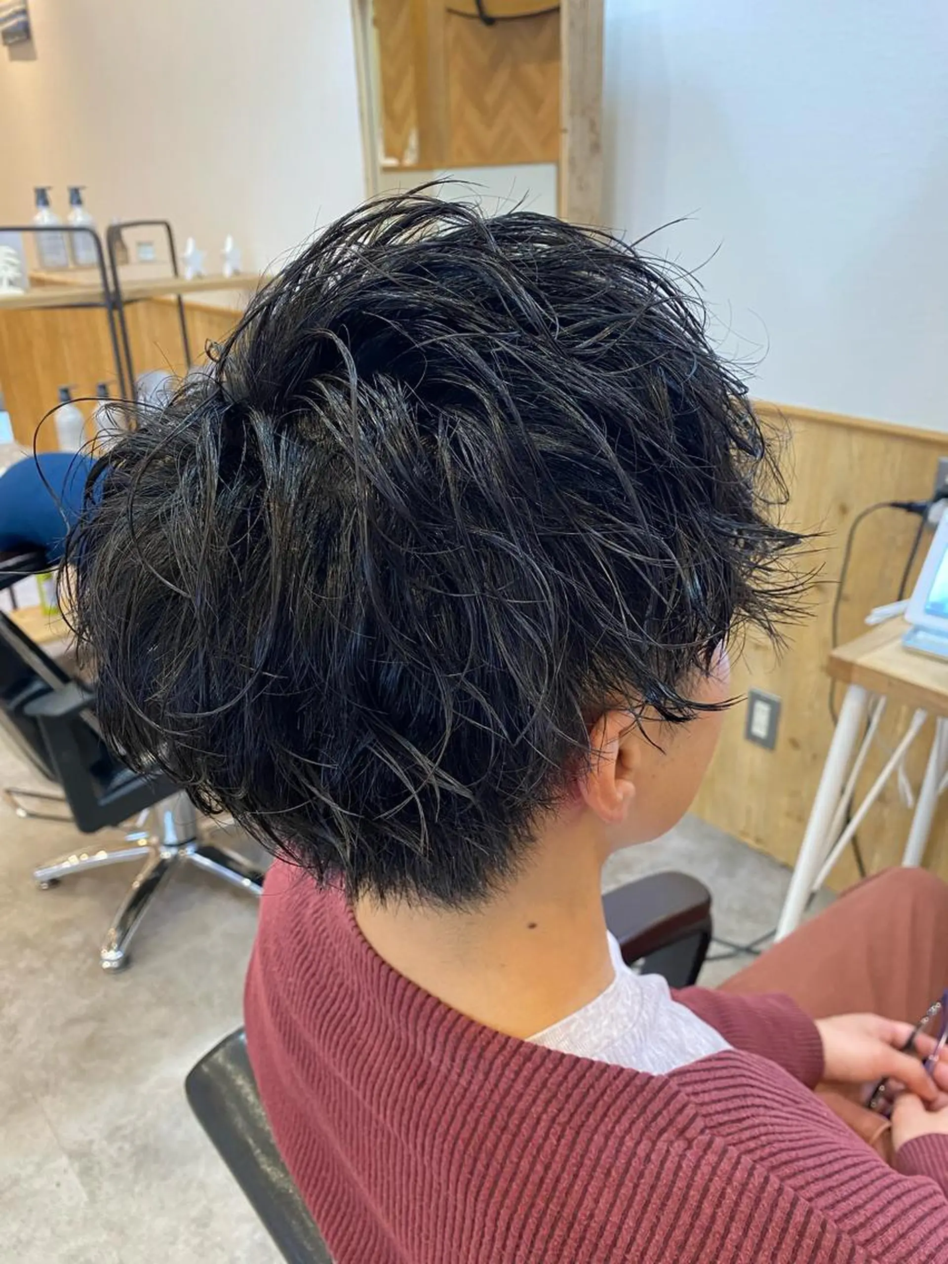 ショート パーマ メンズ マッシュ メンズパーマ ショートヘア スパイラルパーマ Agu hair lua 上越高田西店所属・佐藤祐輔 メンズパーマのヘアスタイル