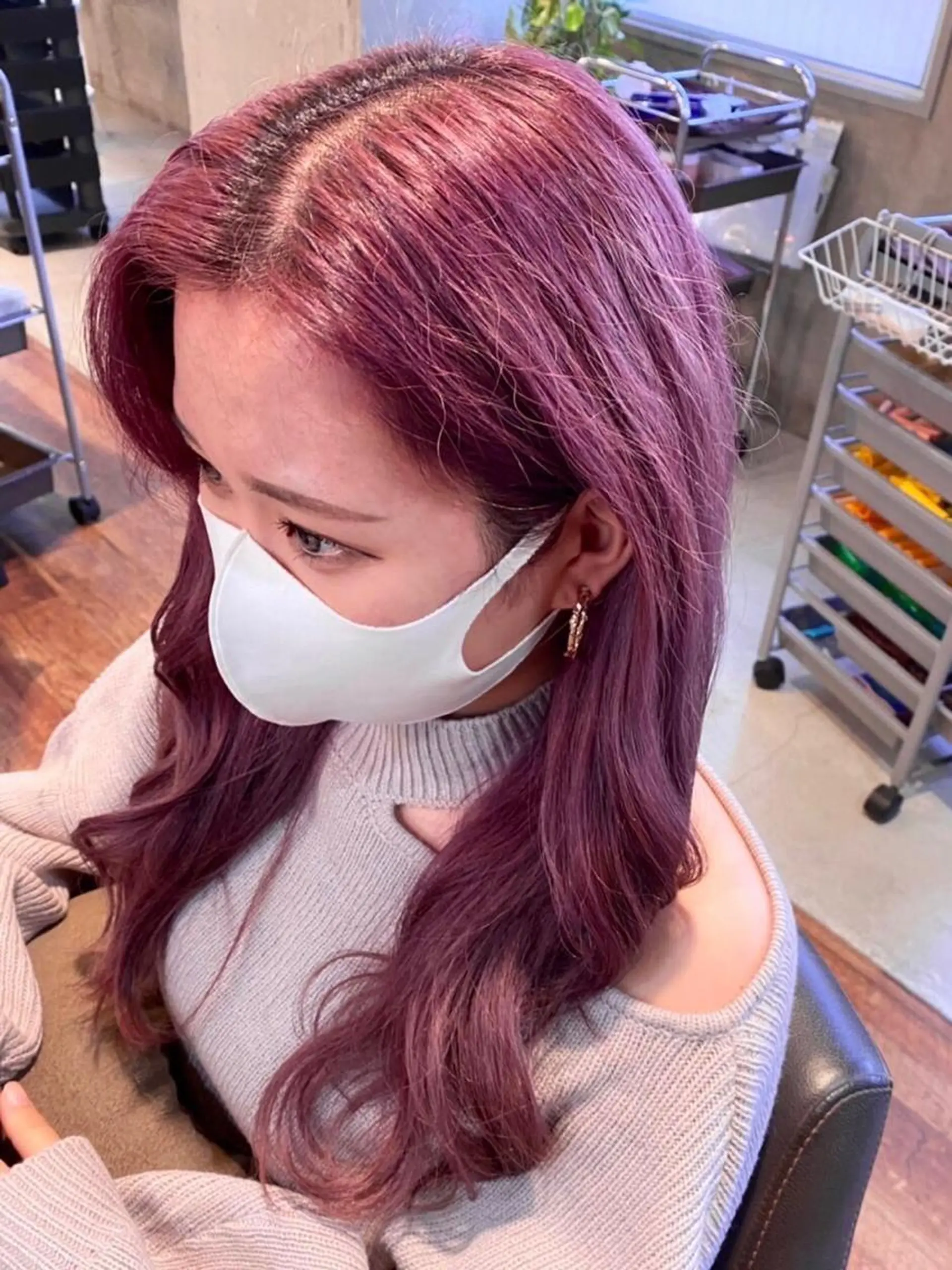 ロング カラー ピンクカラー ヘアカラー トリートメント SORA.桂川店所属・内野 友貴のヘアスタイル