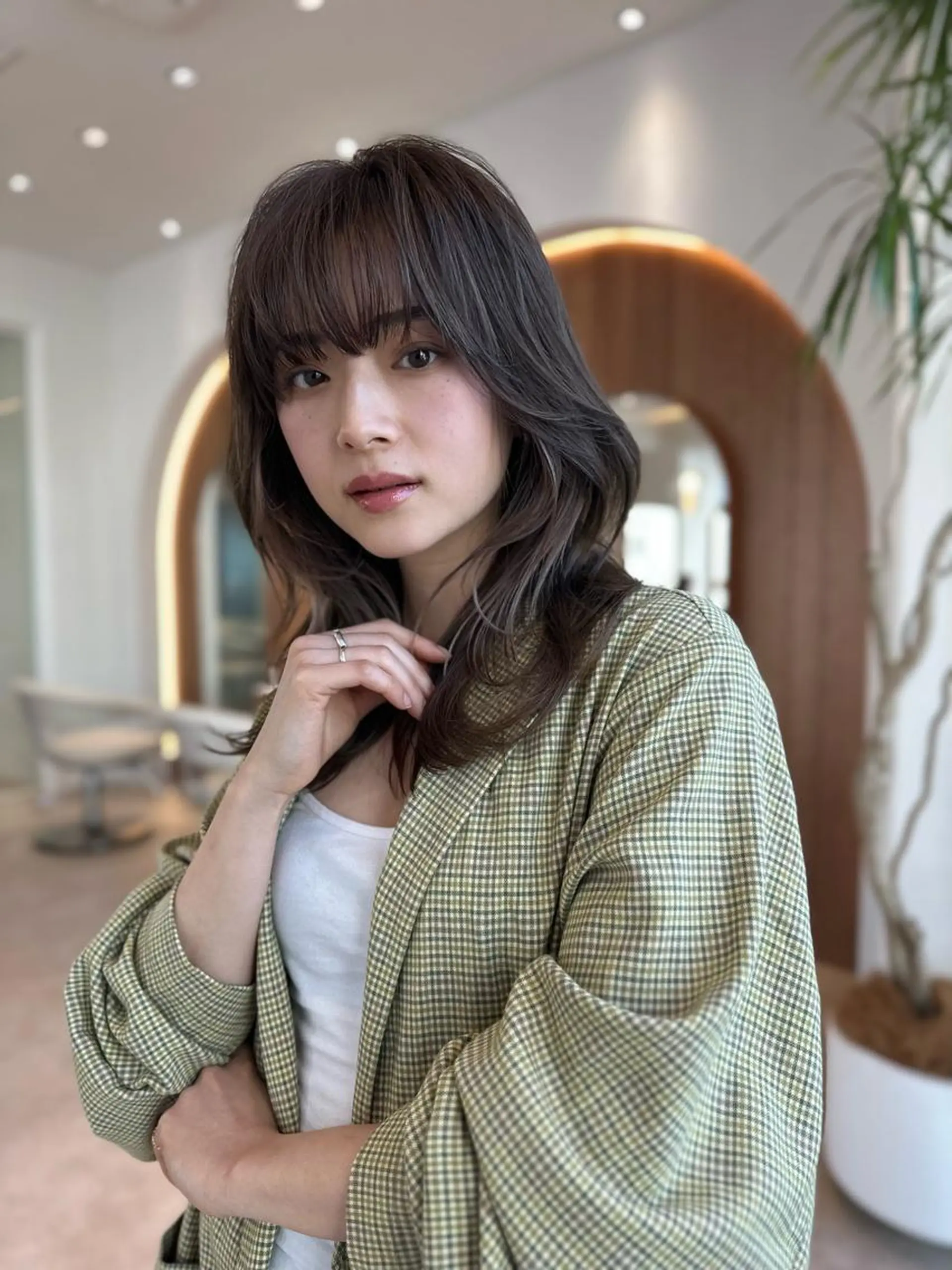 ミディアム カラー 韓国風ヘア レイヤーカット 小顔カット 韓国レイヤー🇰🇷 韓国研修◎渋谷カイトのヘアスタイル