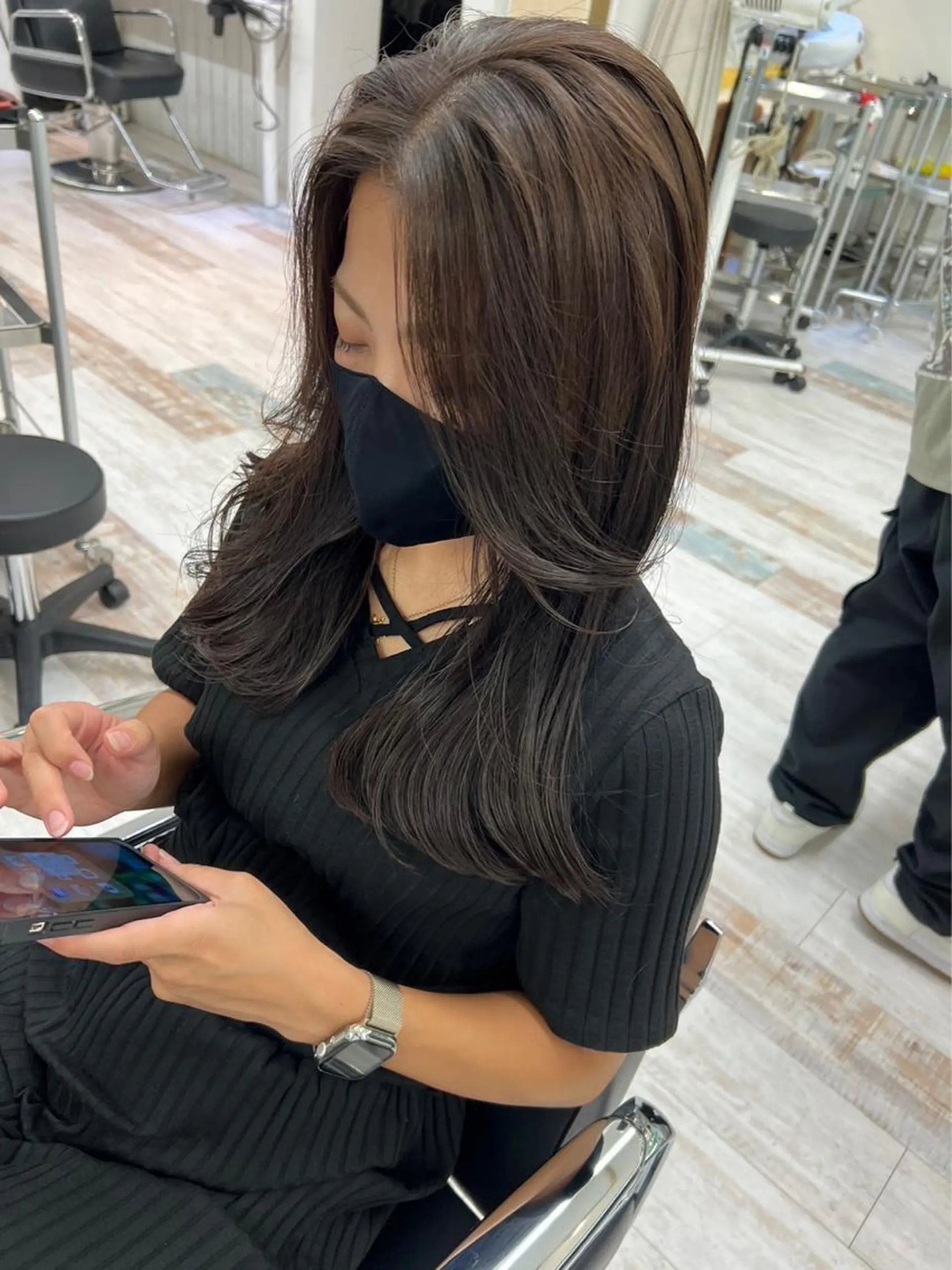 ロング ヨシンモリ 韓国風ヘア レイヤーカット natura所属・渡邉 大介のヘアスタイル