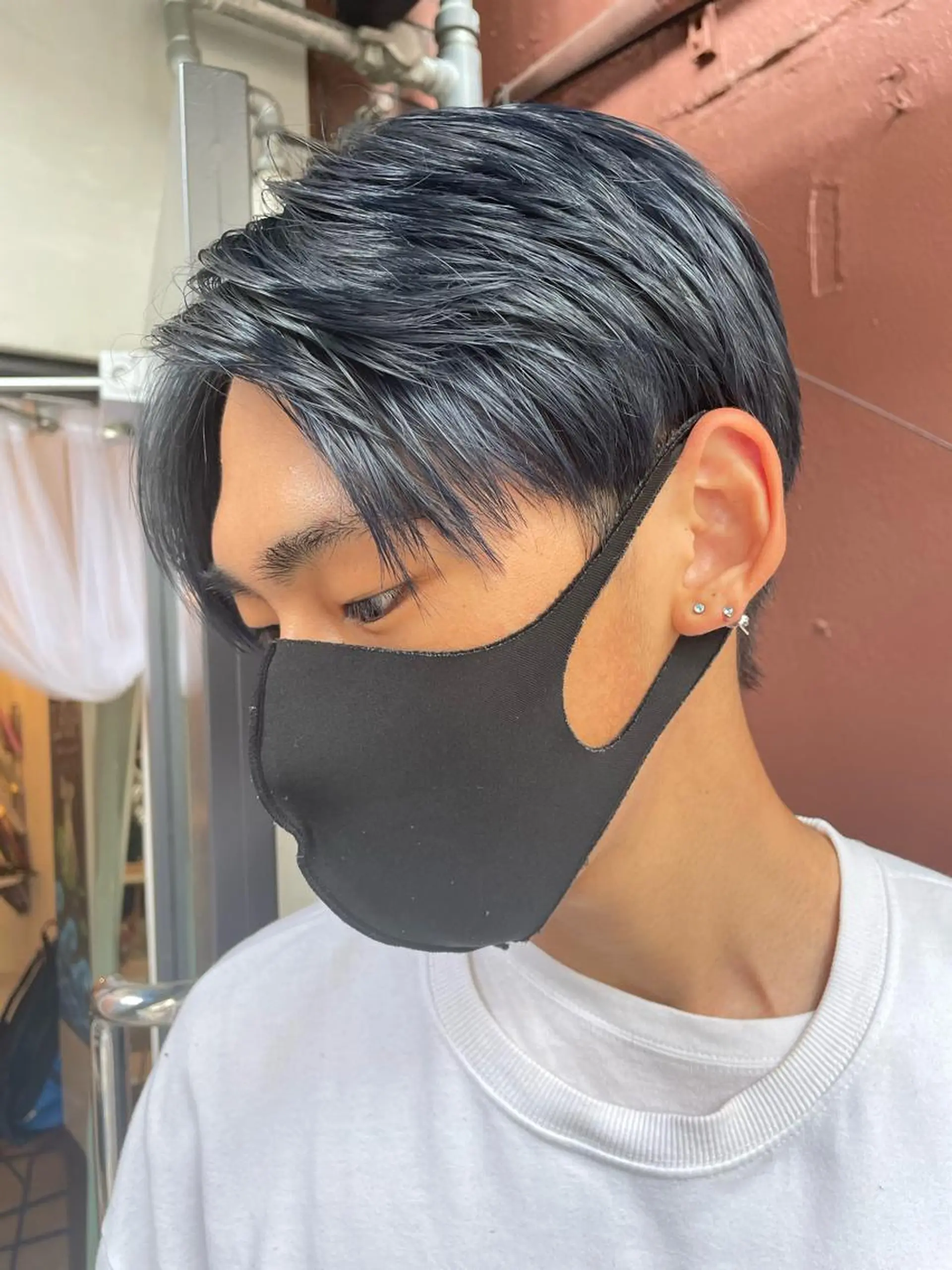 ショート カラー メンズ ブルーカラー ネイビーカラー ヘアカラー 京都美容師 塩のヘアスタイル