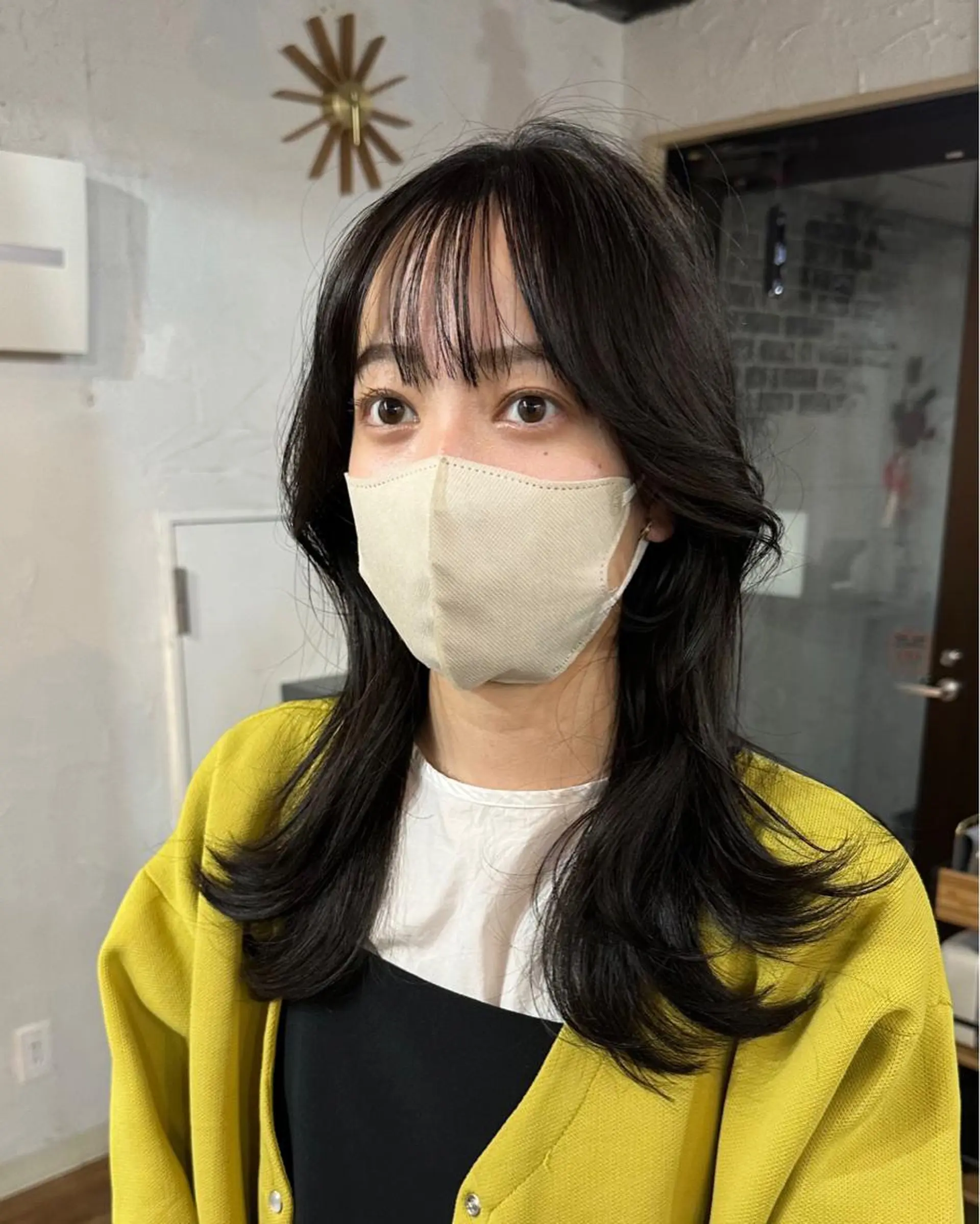 ロング カラー 切りっぱなしボブ ショートボブ バレイヤージュ ベージュカラー 黒髪 カット ヘアカラー トリートメント フリーランス所属・韓国ヘア レイヤー くびれヘアMATSUのヘアスタイル