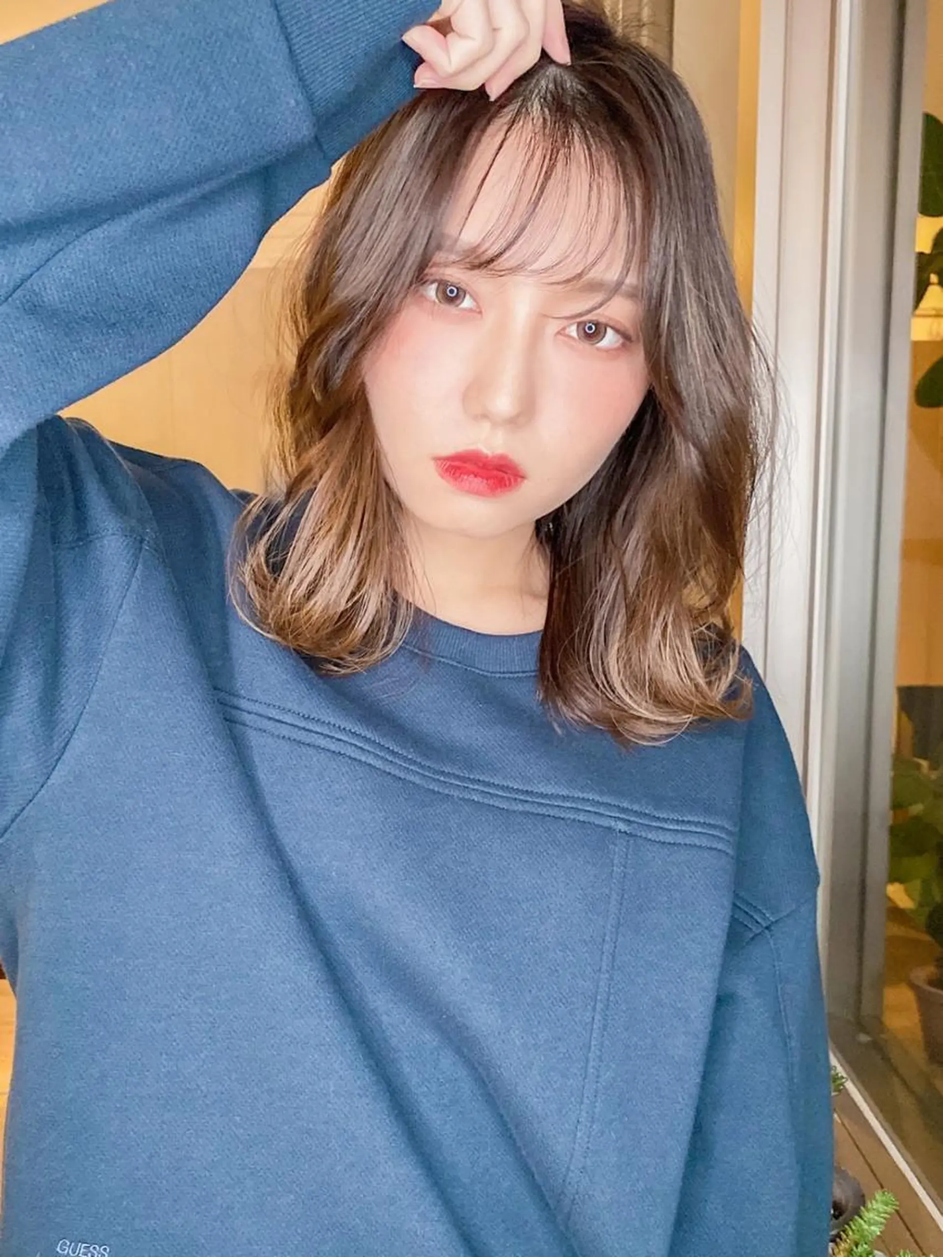 ミディアム 荻原 康成のヘアスタイル