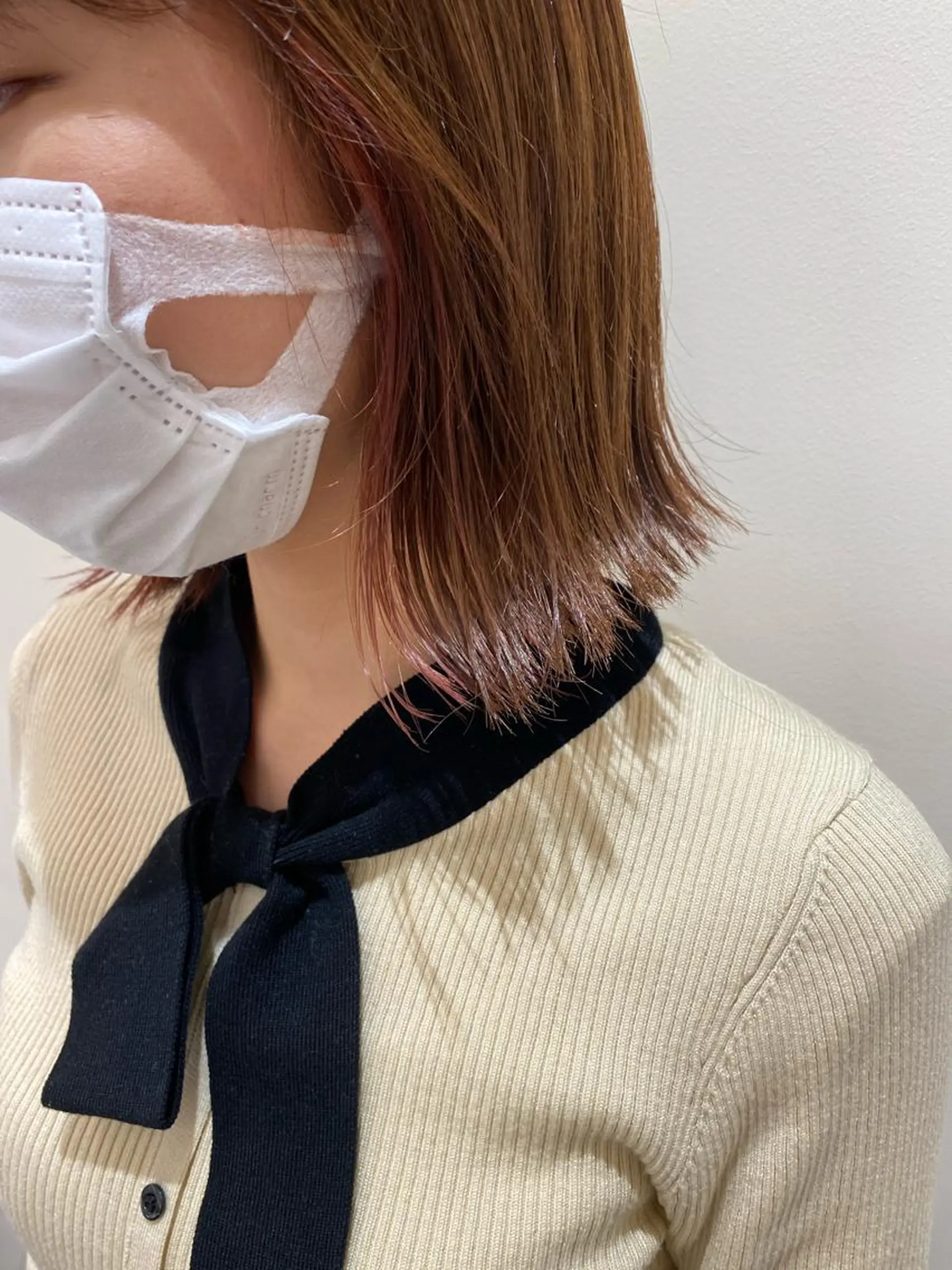 ミディアム カラー インナーカラー ピンクカラー カット ヘアカラー トリートメント プレイングカラー🤍 細めハイライトのヘアスタイル