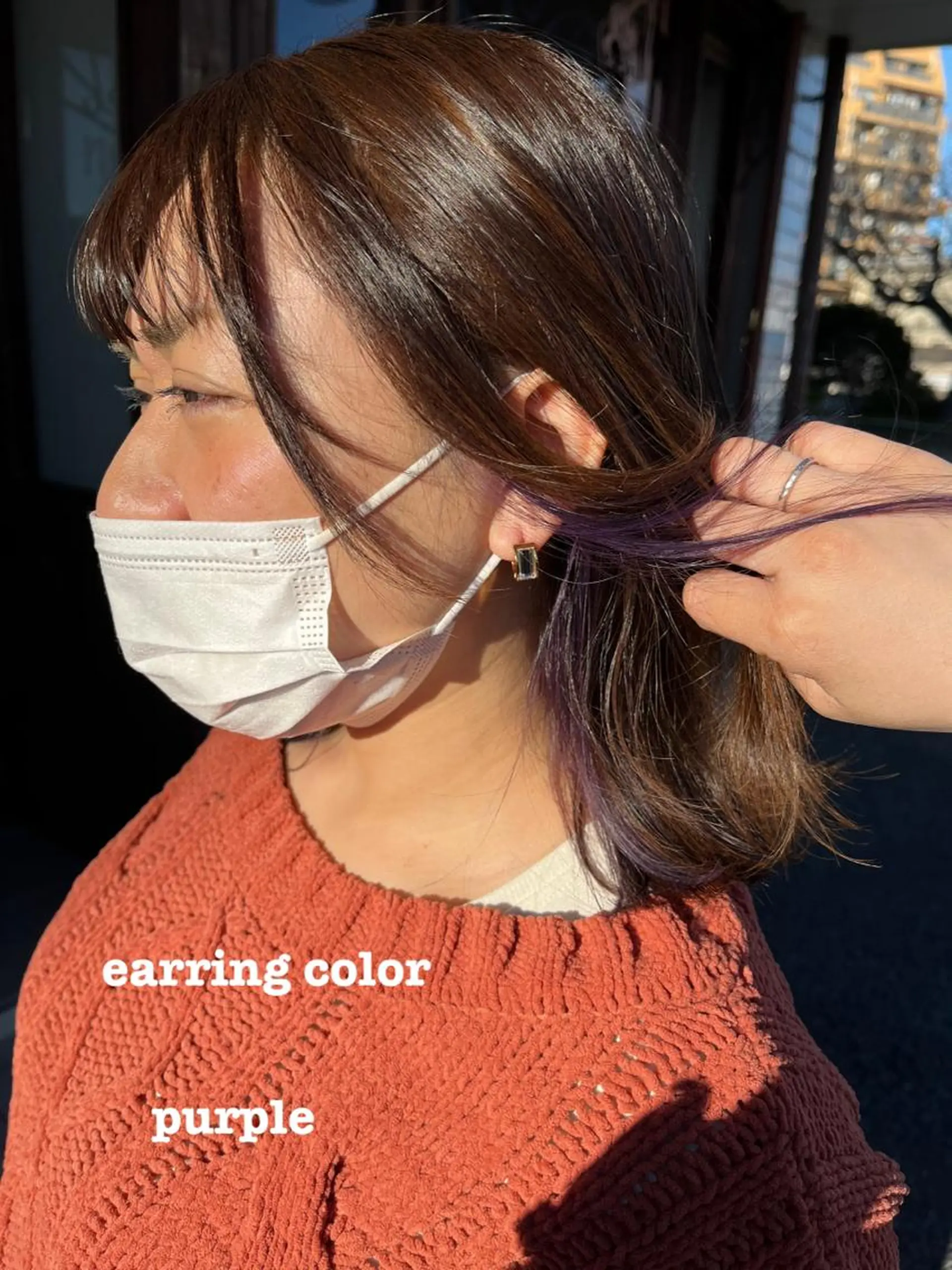カラー ブリーチ イヤリングカラー hair saloon flamingo所属・宮野 桃花のヘアスタイル