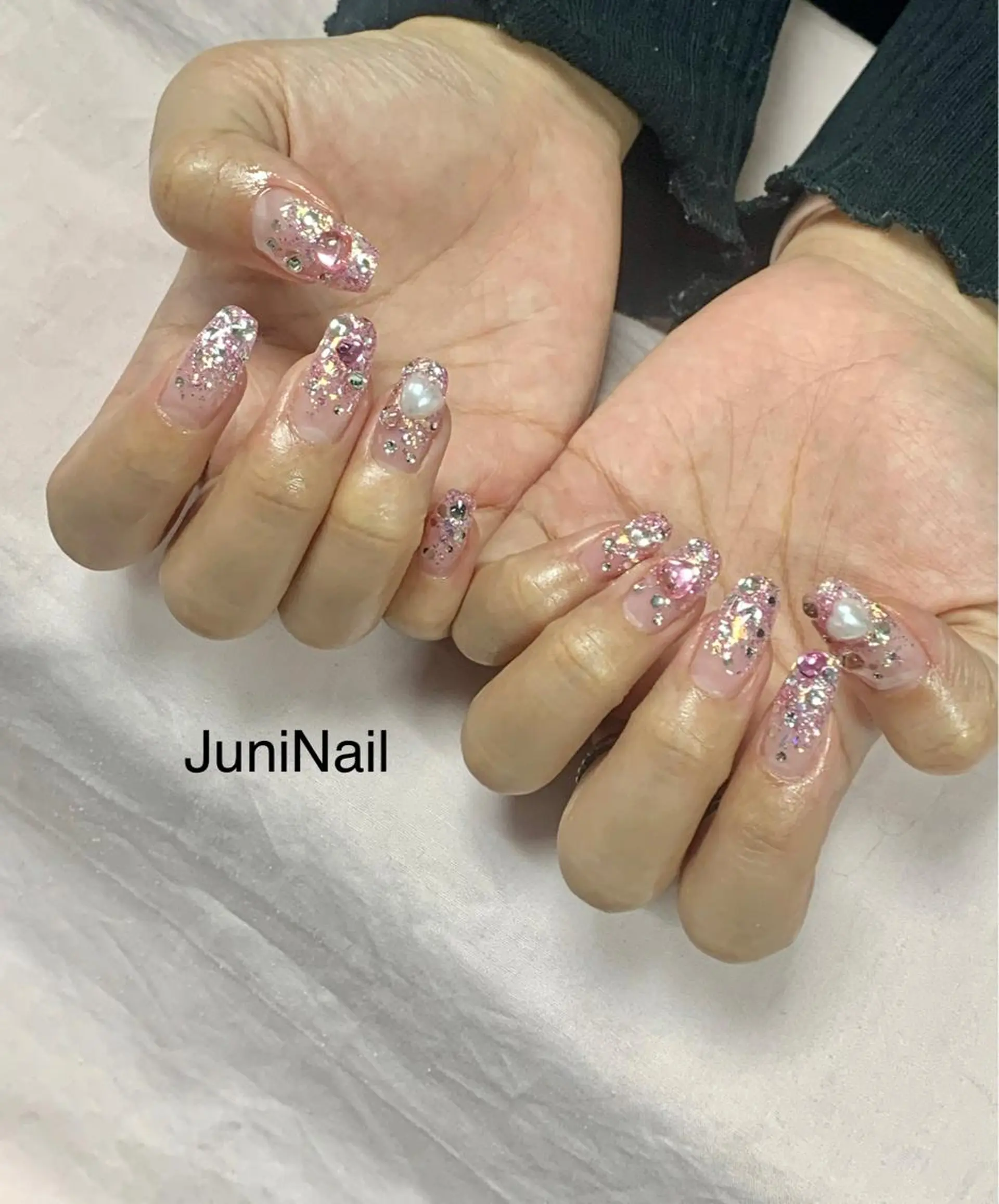 ネイル オーロラネイル クリアネイル 成人式 フラッシュネイル フレンチネイル ハンドネイル JuniNail韓国 ネイリストsuのネイルデザイン