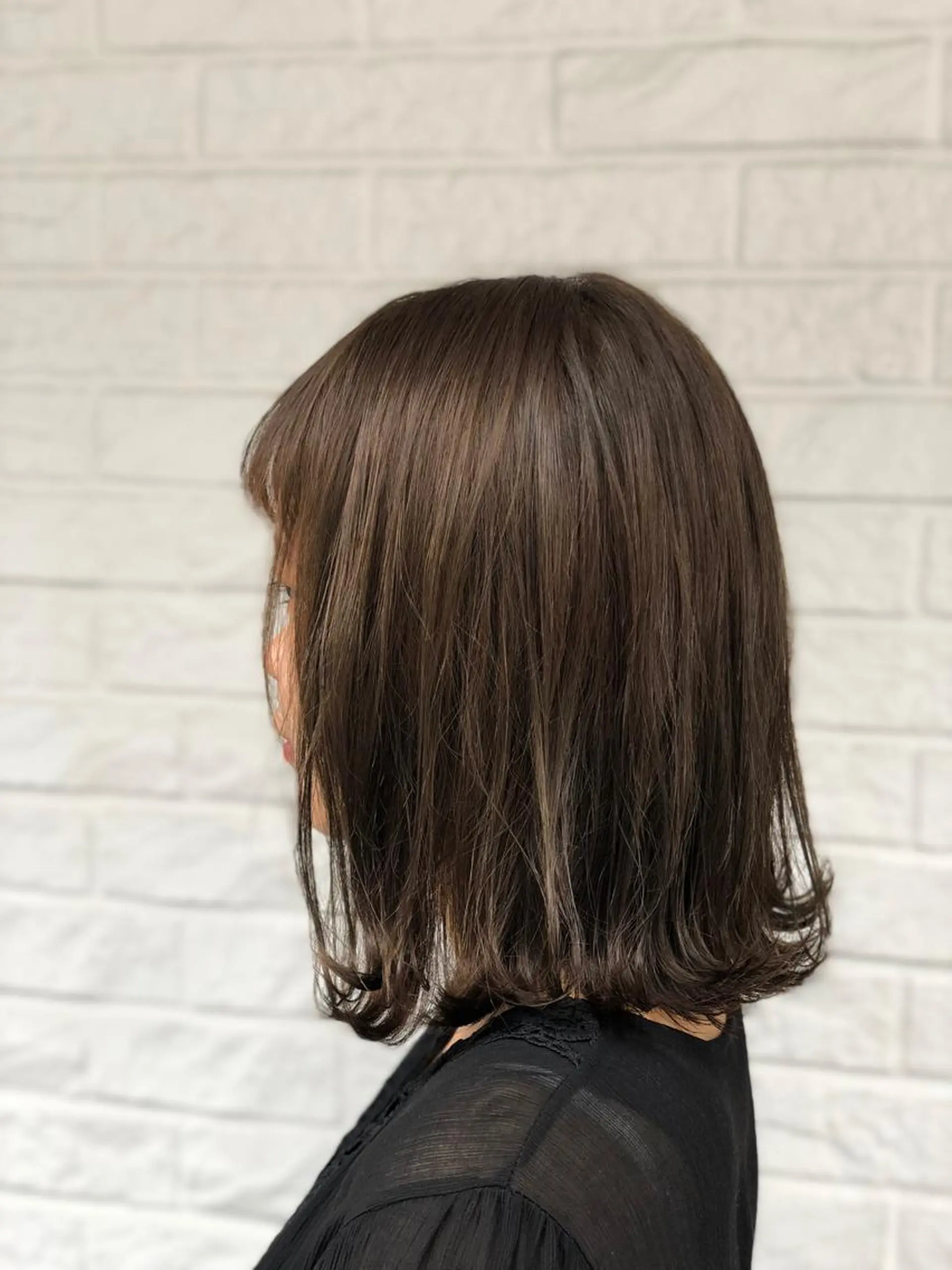 ミディアム 切りっぱなしボブ ボブ カット ひろせ かなのヘアスタイル