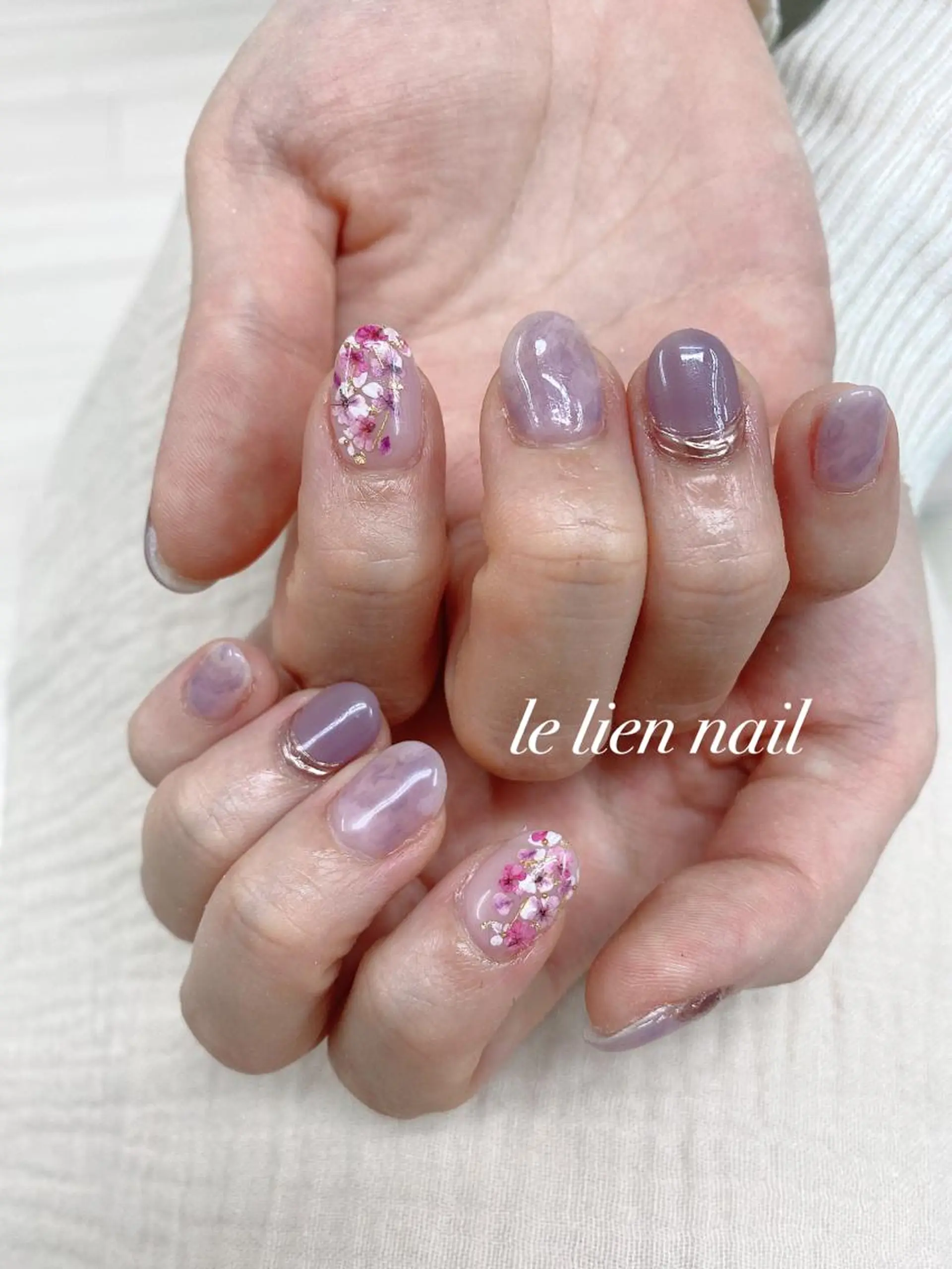 ネイル パープル ハンドネイル le lien nailのネイルデザイン