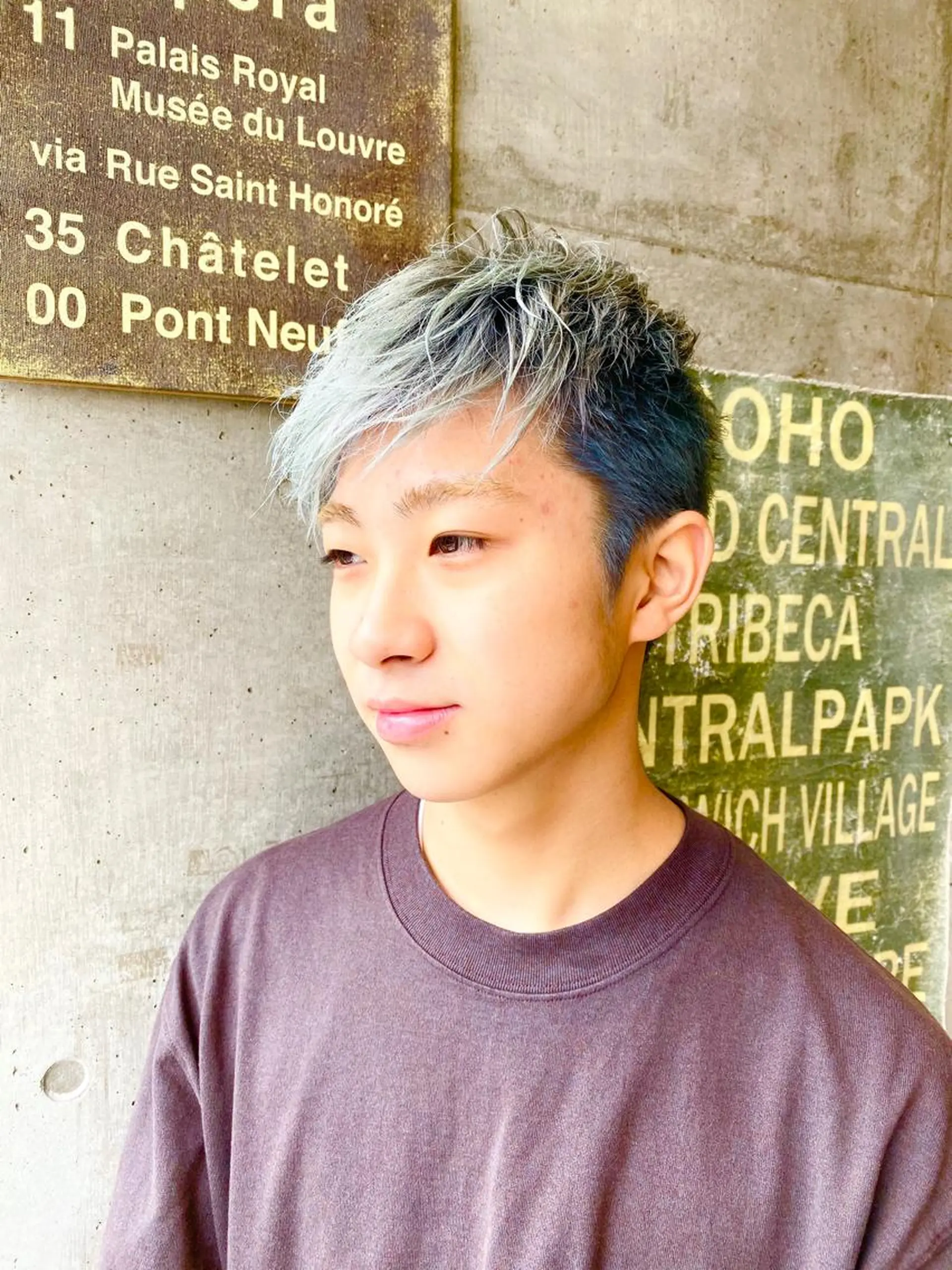 ショート カラー メンズ ブルーカラー 透明感カラー ダブルカラー KEN KENのヘアスタイル