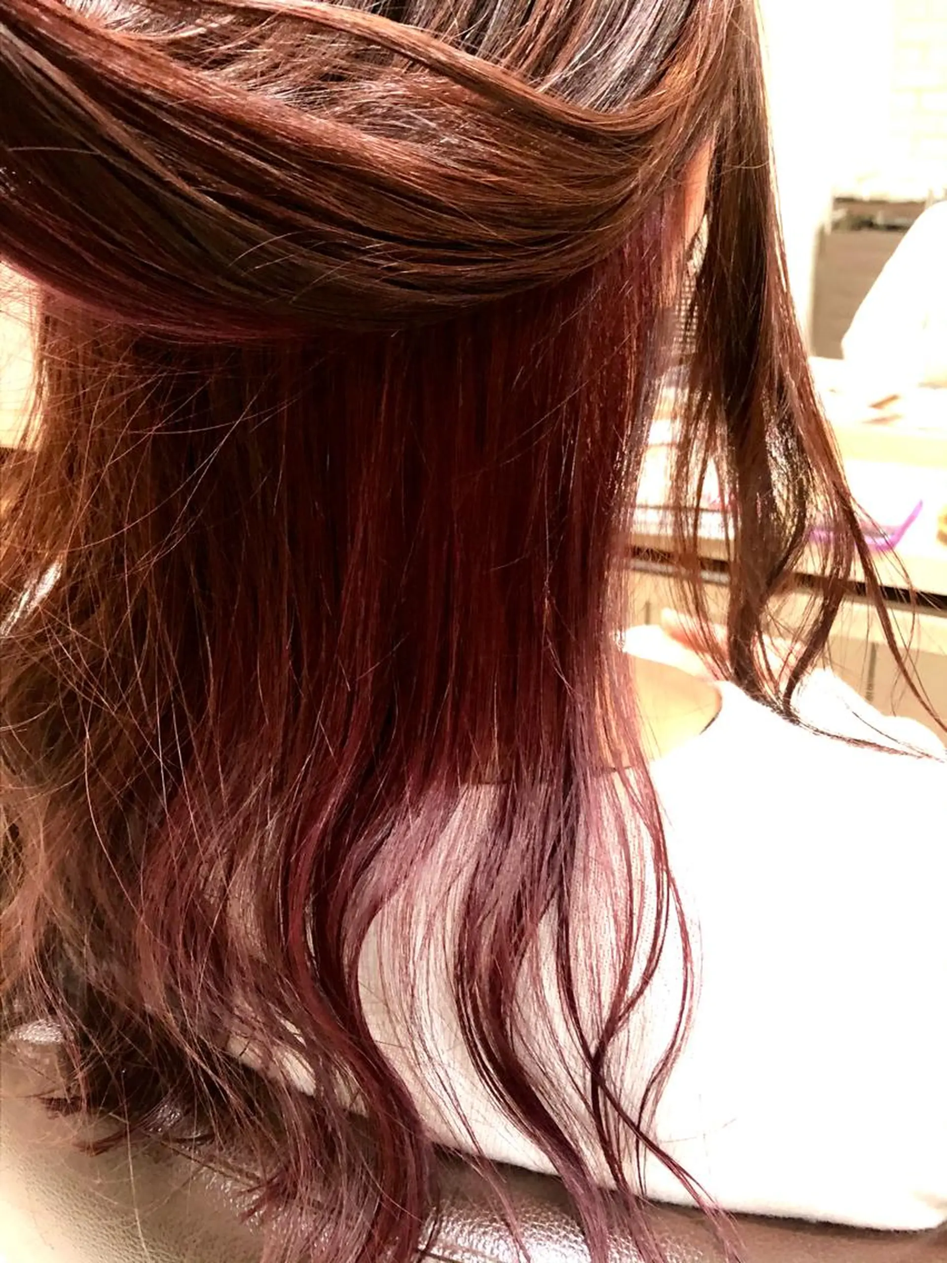 ロング カラー デザインカラー インナーカラー ピンクカラー 清水 有実子のヘアスタイル