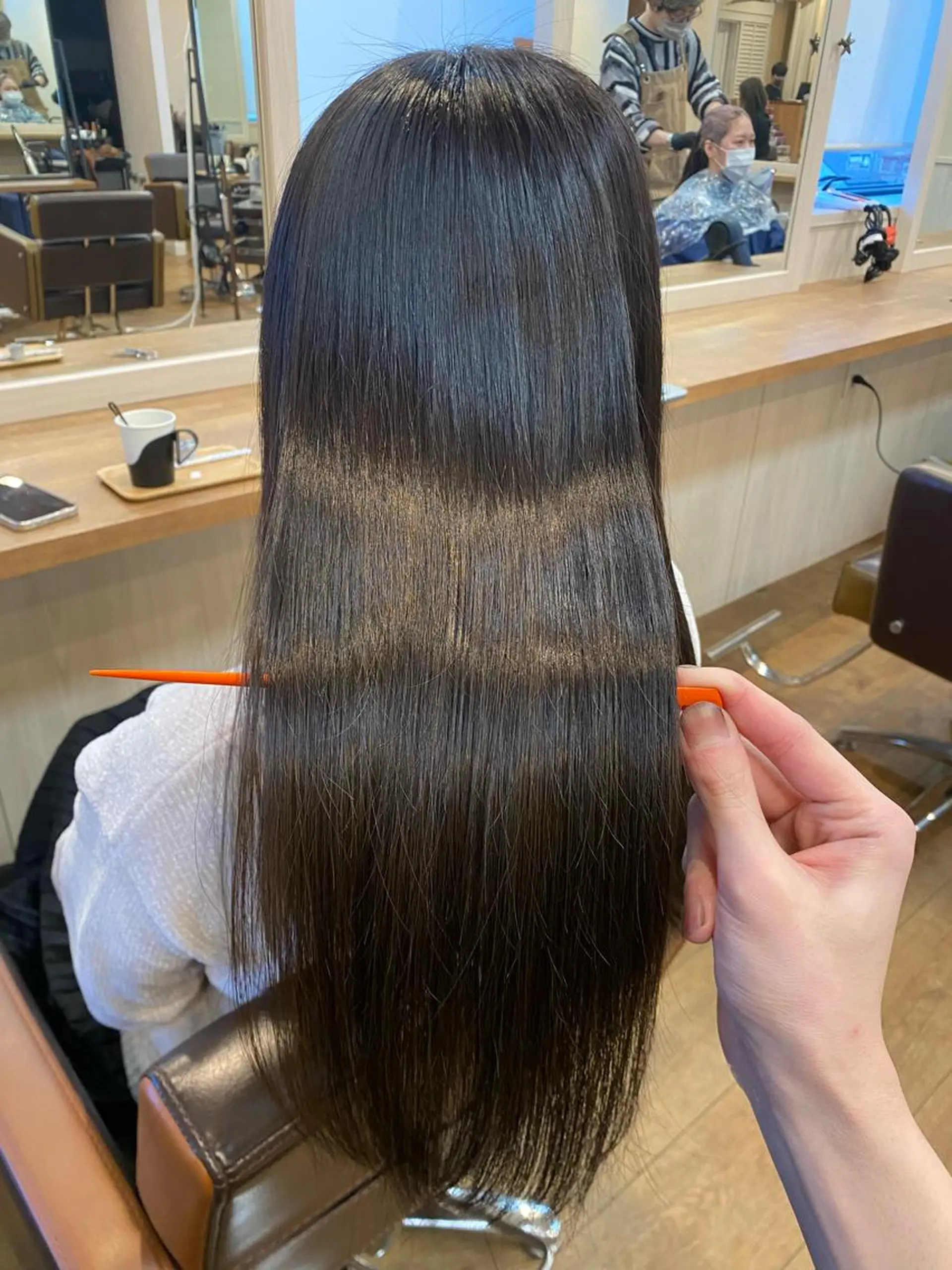ロング 酸性ストレート カット 縮毛矯正 NUMBER 天王寺YUYAのヘアスタイル