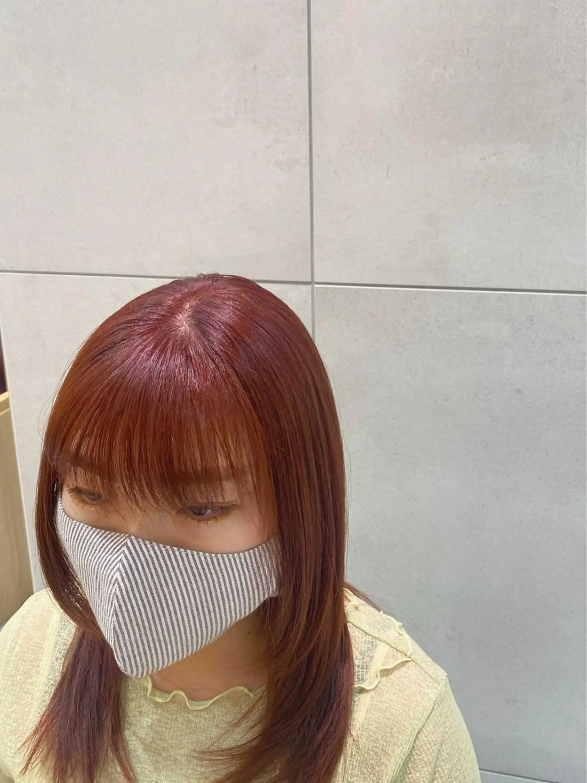 ミディアム カラー ブリーチ ブリーチなしカラー オレンジ ピンクカラー 透明感カラー 天羅のヘアスタイル