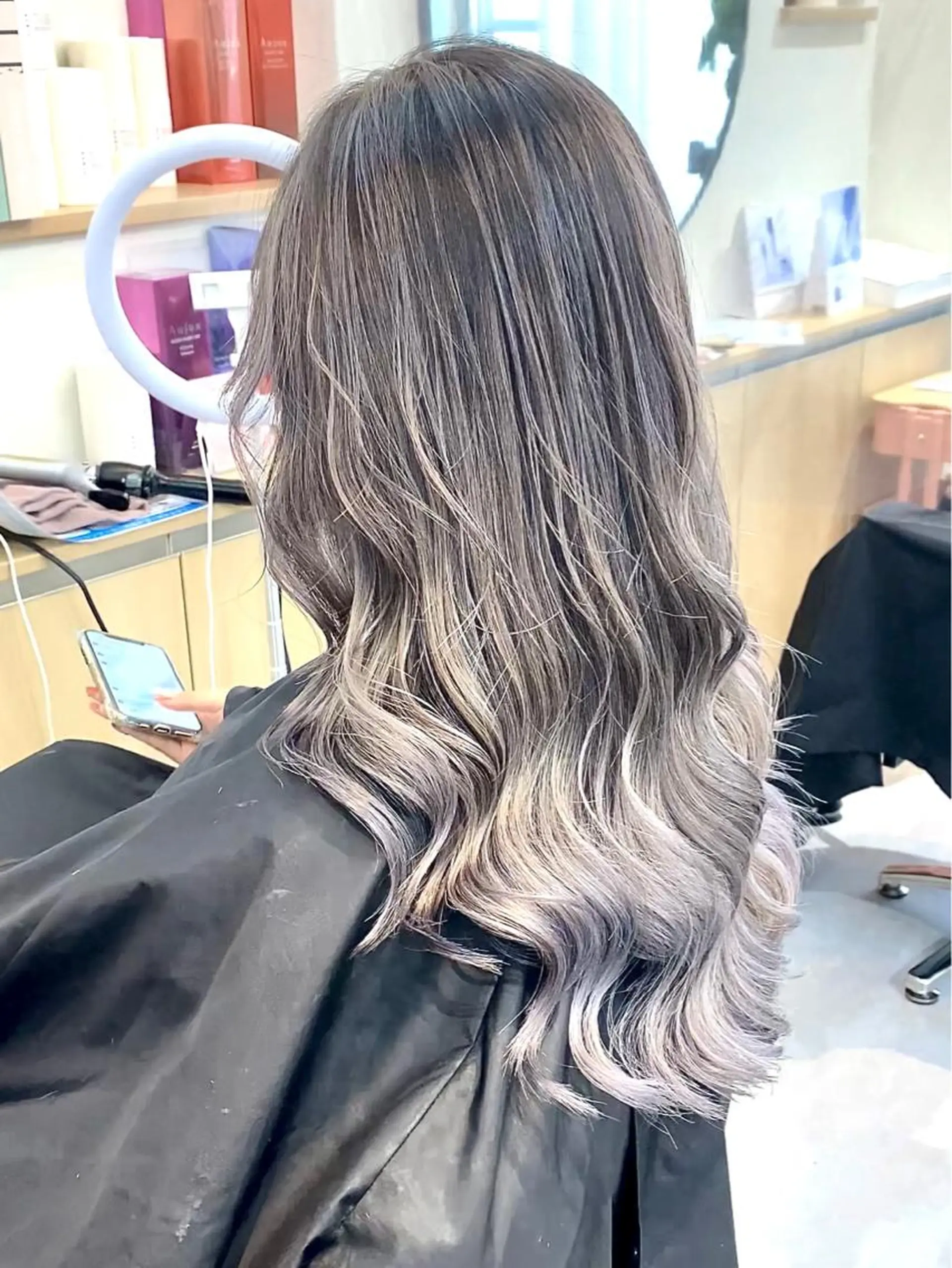 ロング カラー バレイヤージュ レイヤーカット ヘアカラー トリートメント ヘアセット 💘カラー特化美容師 尾崎拓己のヘアスタイル