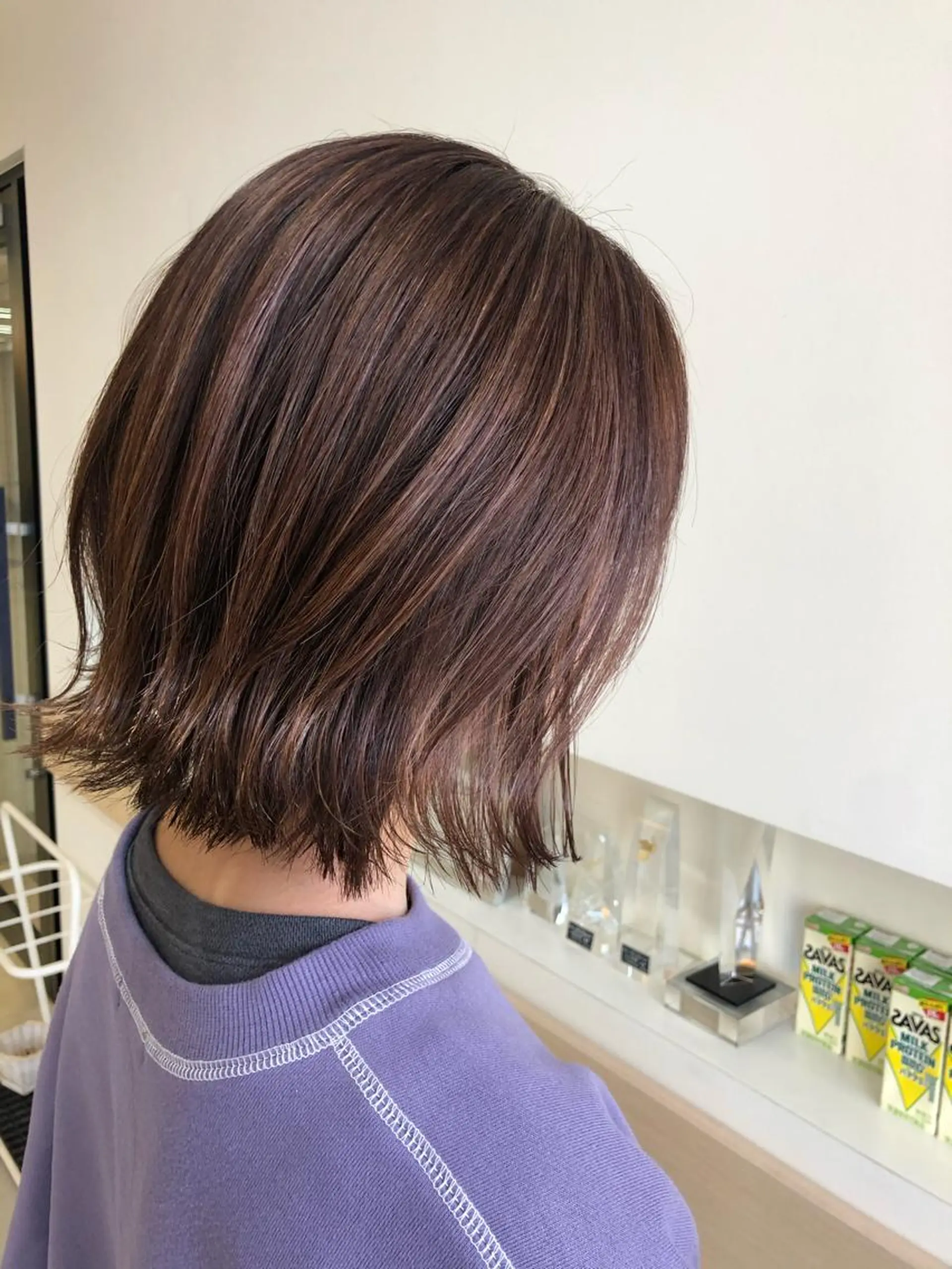 ショート カラー ハイライトカラー ラベンダーカラー ハイライト カット シールエクステ/ 髪質改善💐yuuのヘアスタイル