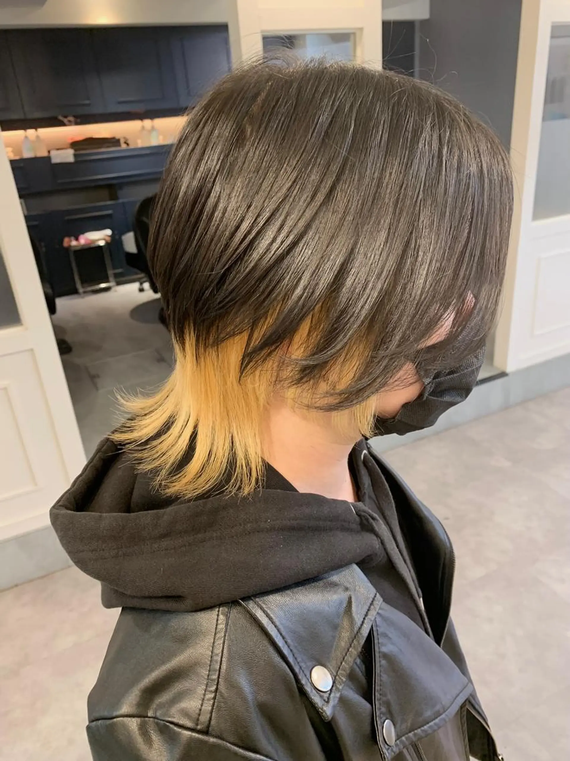 ミディアム カラー メンズ メンズブリーチ メンズウルフカット ブリーチ ウルフカット LAGRECE大阪梅田店所属・美髪矯正・髪質改善 【中村吉孝】のヘアスタイル