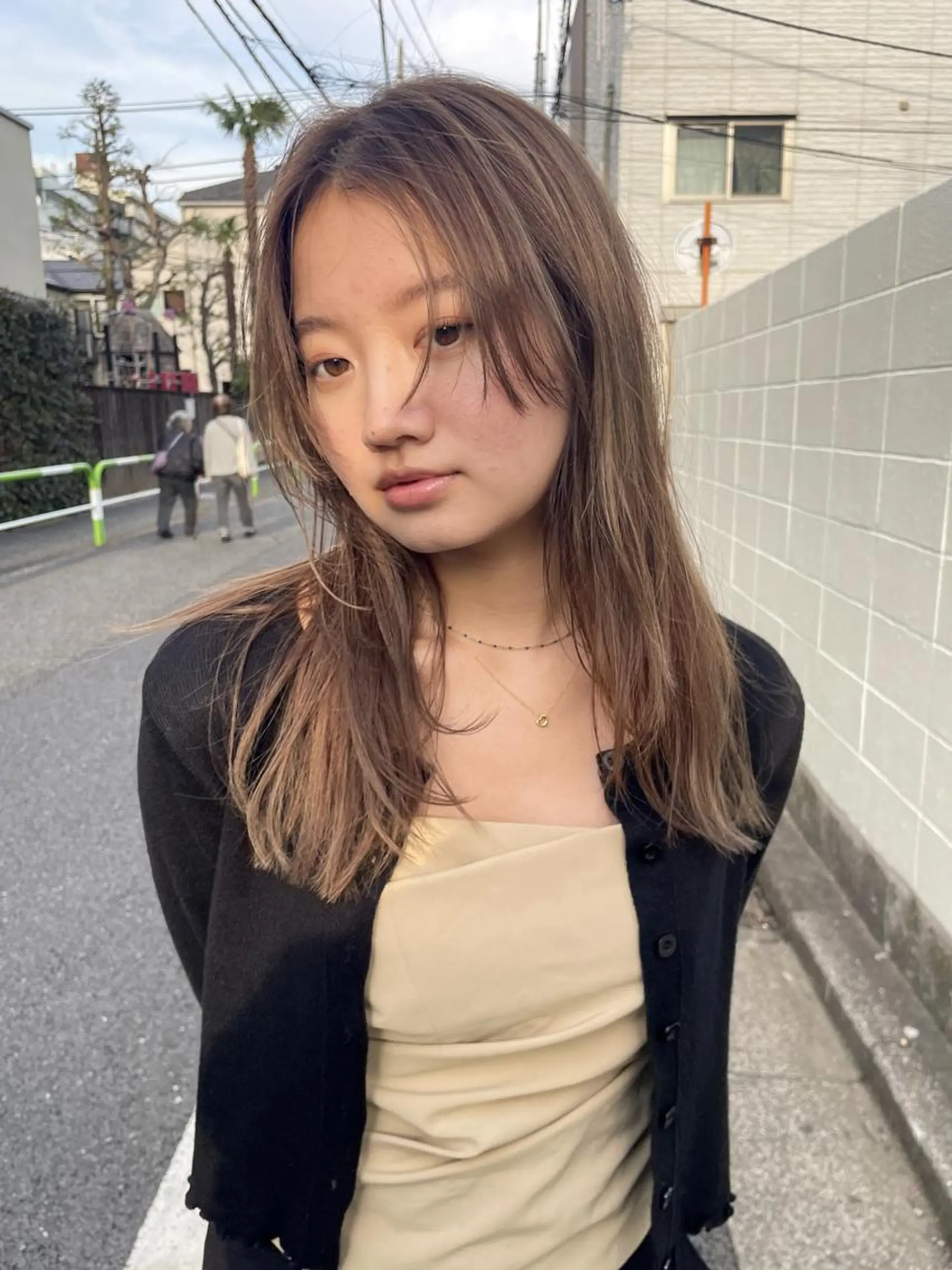 ミディアム パーマ カラー ショートボブ ミディアムパーマ アディクシーカラー ブリーチ ケアブリーチ カット ヘアカラー CEINE PATHのヘアスタイル