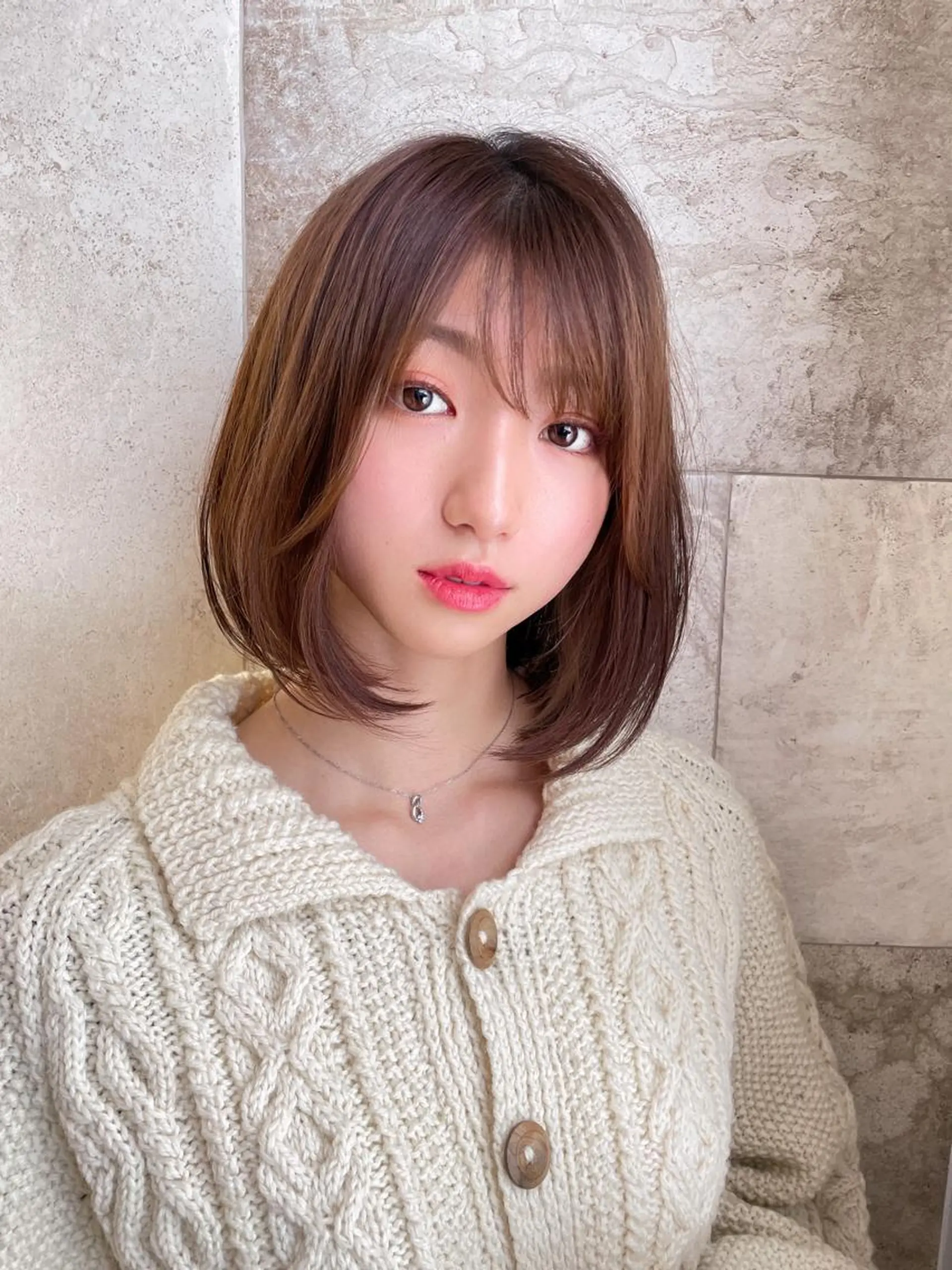 ミディアム ボブ カット ヘアカラー トリートメント 小顔カット/レイヤー /ボブ/浅野恵大のヘアスタイル