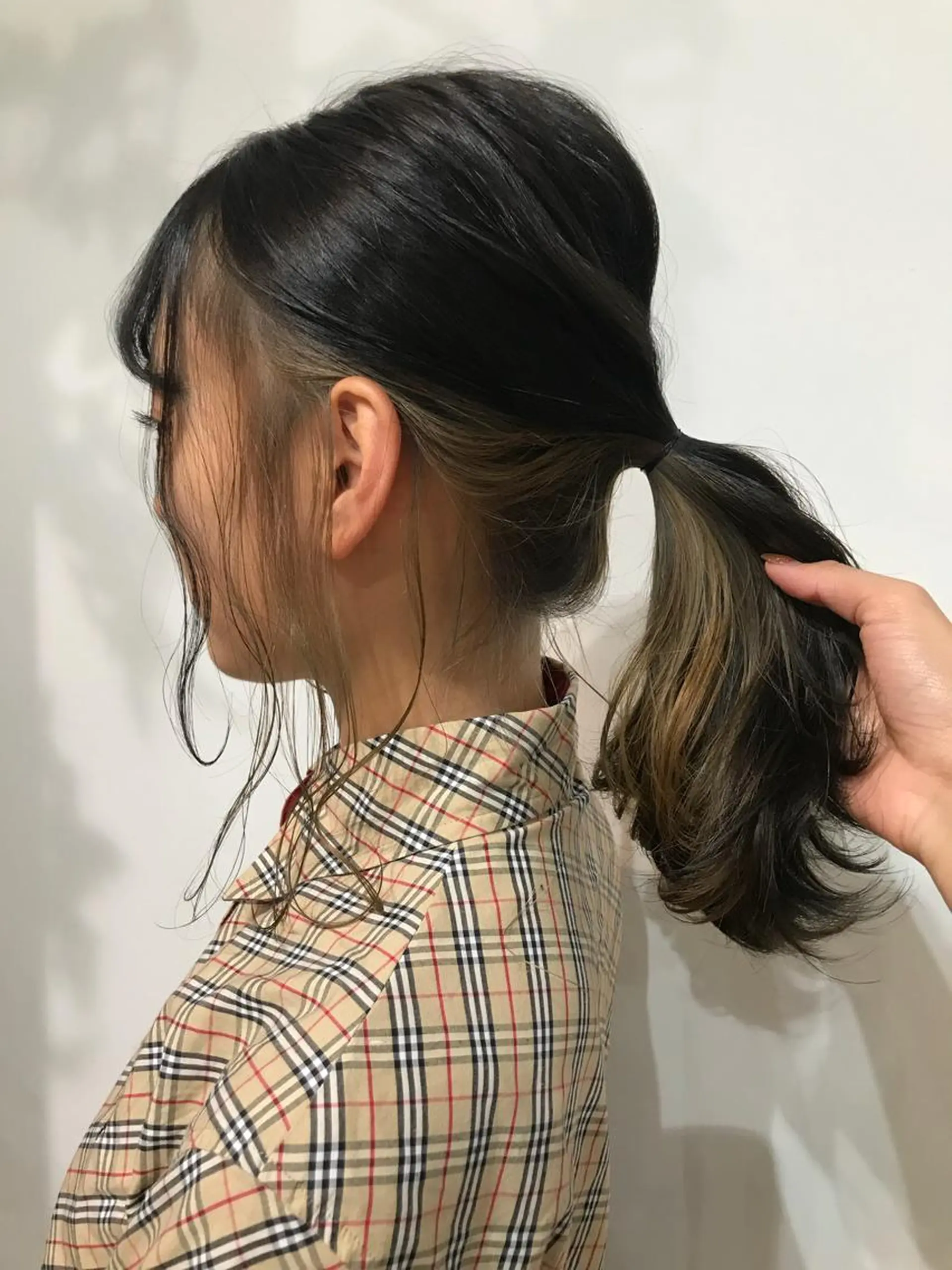 セミロング カラー 黒髪 ブルーカラー ブルーブラック グレージュ ヘアカラー トリートメント レイヤー/顔周り /AKARIのヘアスタイル