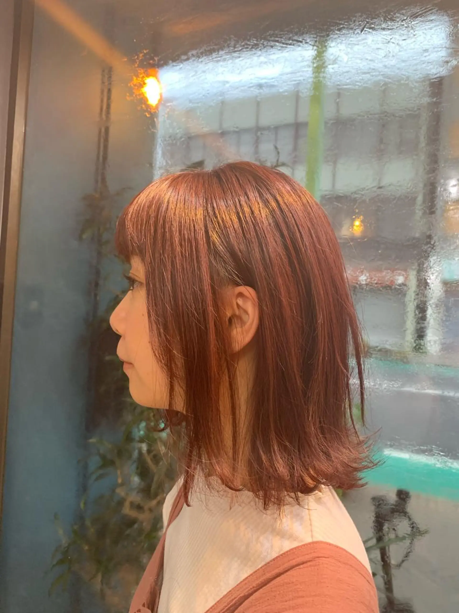 セミロング カラー パーマ ヘアアレンジ カット ヘアカラー 佐藤 実咲のヘアスタイル