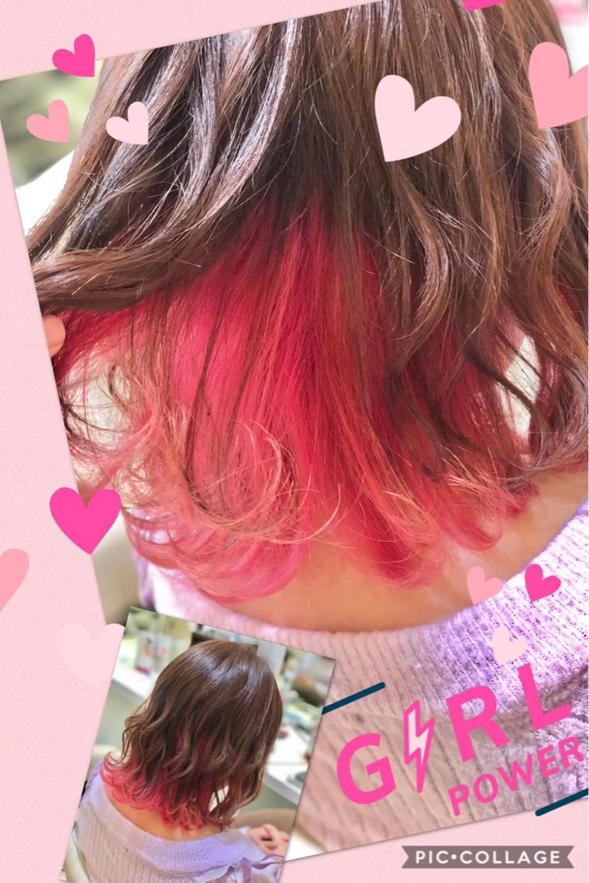 ミディアム カラー ブリーチ ケアブリーチ イルミナカラー インナーカラー ピンクカラー ヘアカラー トリートメント ヘアセット 永島 桜のヘアスタイル