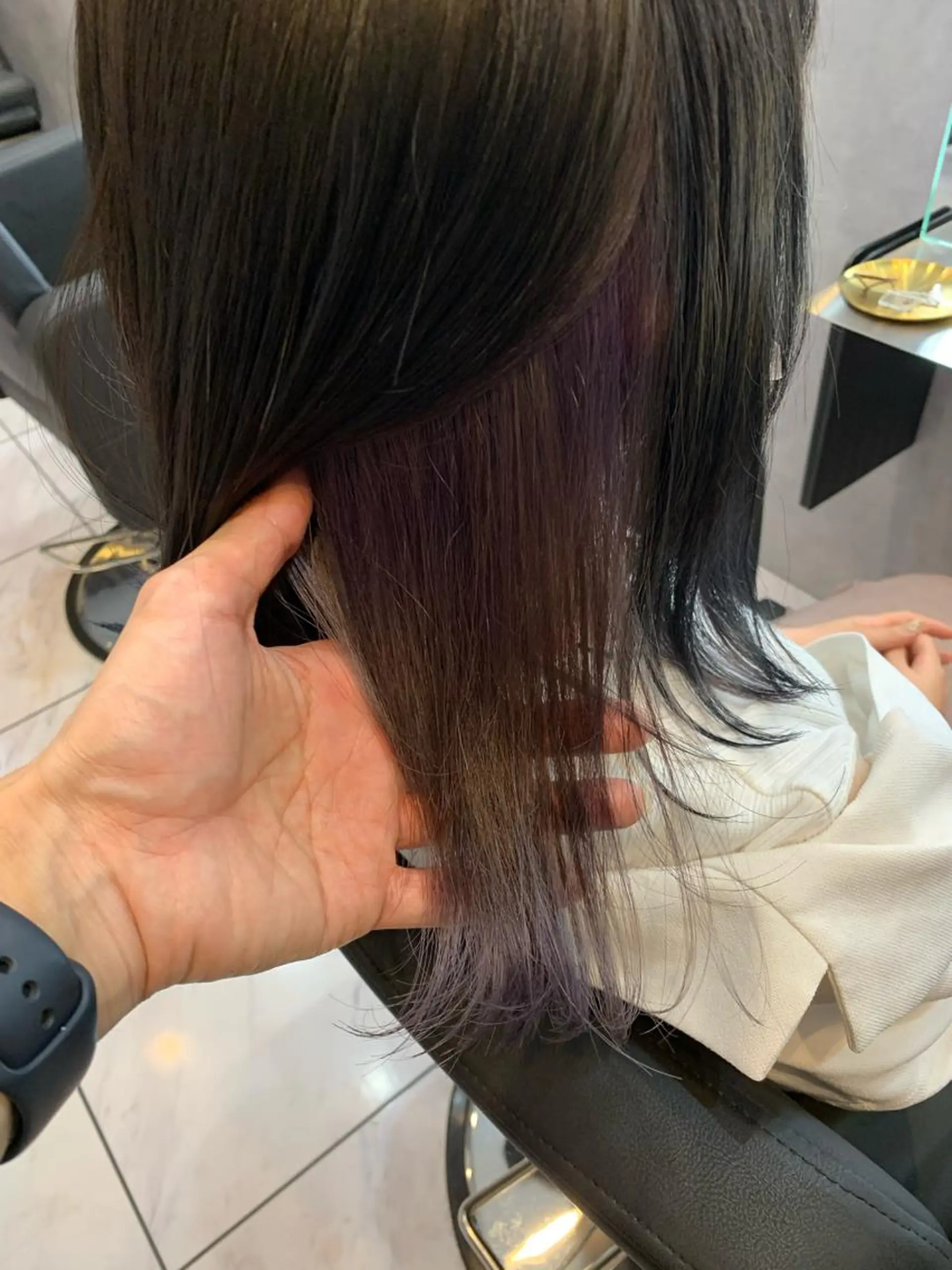 ミディアム カラー アディクシーカラー ブリーチ ケアブリーチ ディープラベンダー インナーカラー 透明感/ブリーチ縮毛 /髪質改善/星野純一のヘアスタイル